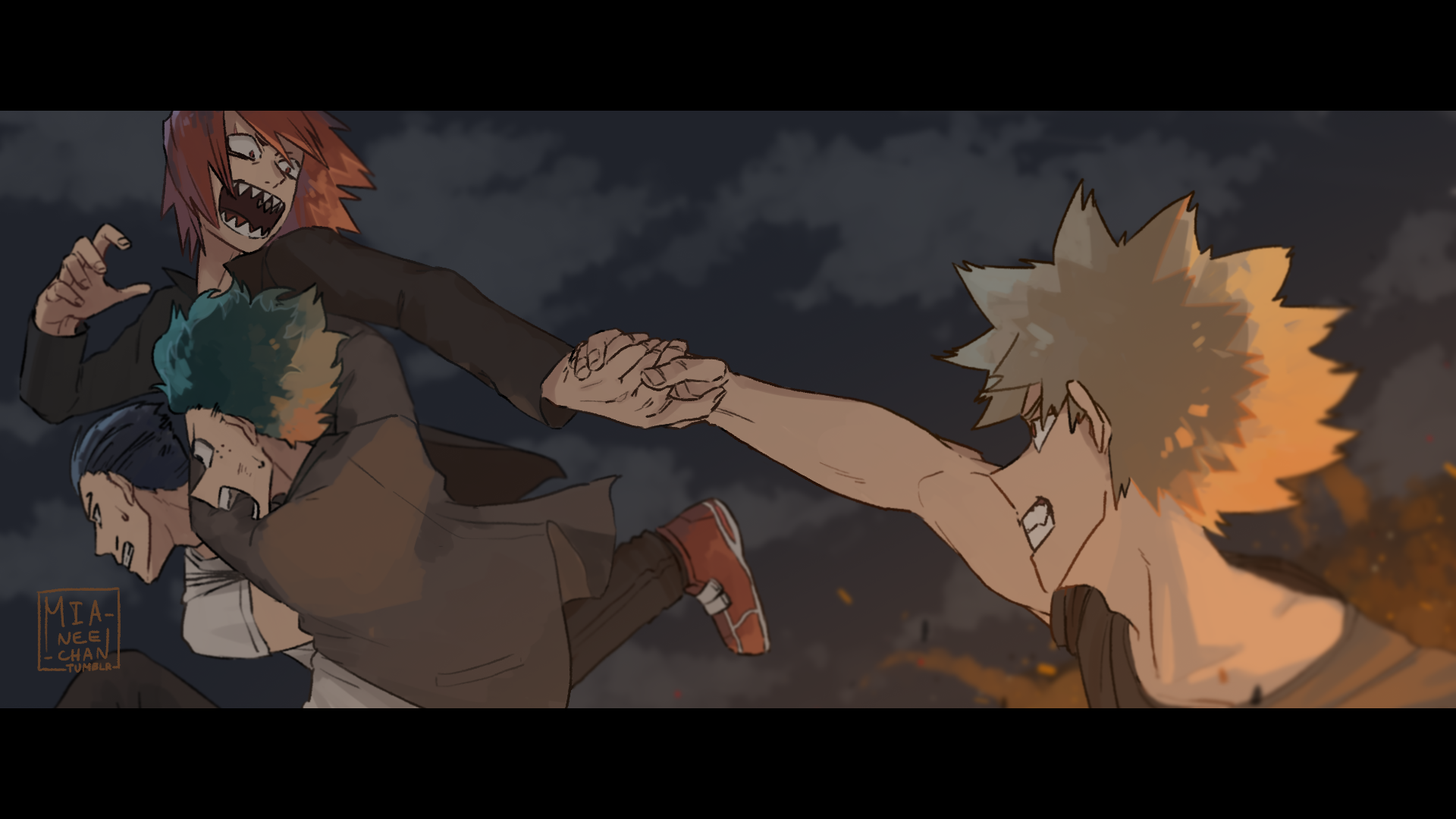 Eijiro Kirishima Izuku Midoriya Katsuki Bakugou Tenya Iida Anime My Hero Academia Image