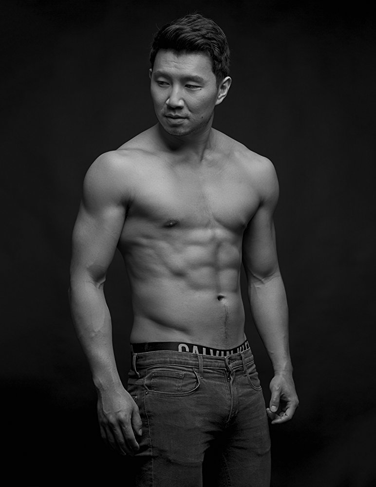 Simu Liu Shirtless Celebrity Simu Liu Actor Black & White Image. 