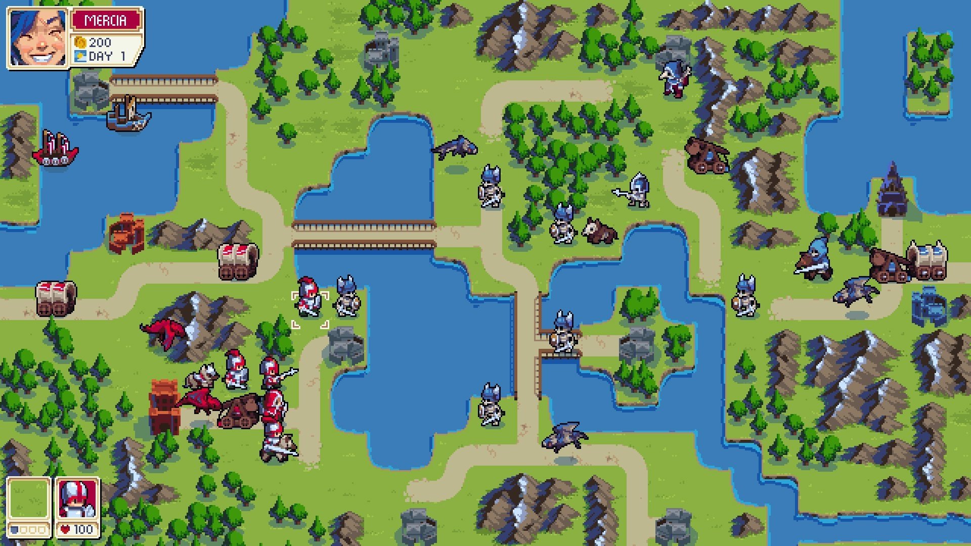 video game Wargroove strategy game pixel art tactical map Image