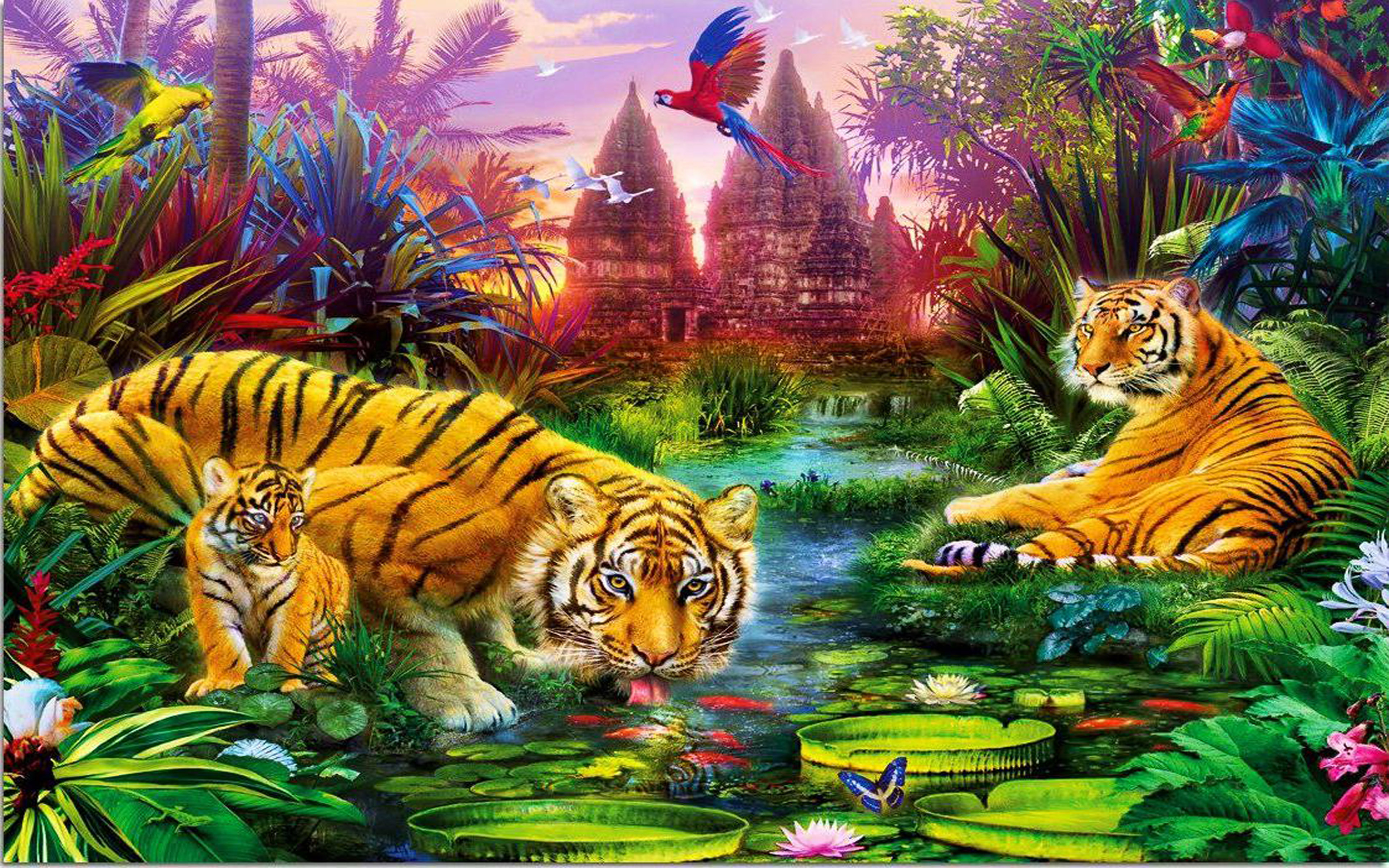 Tiger Family in Paradise