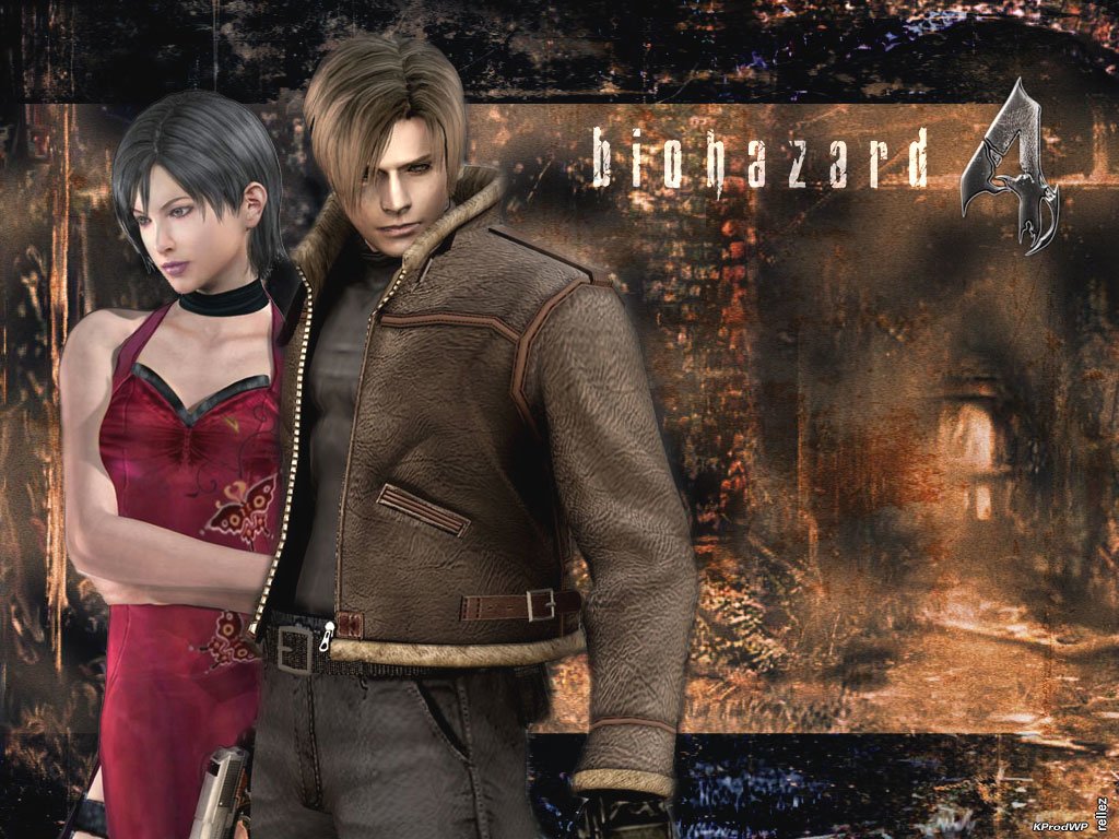 A dynamic image from Resident Evil 4 features protagonists Leon and Ada, set against a dark, atmospheric background that captures the game's intense horror vibe.