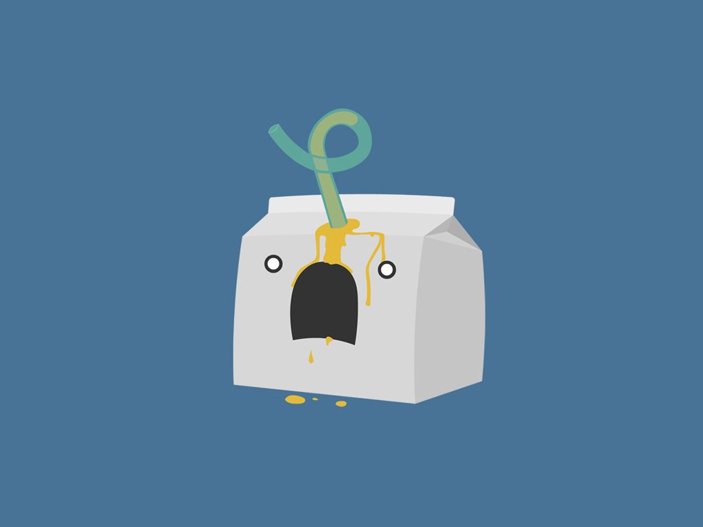 A cartoonish juice box with a surprised face spills juice, topped with a green straw, adding a funny twist to its playful expression.