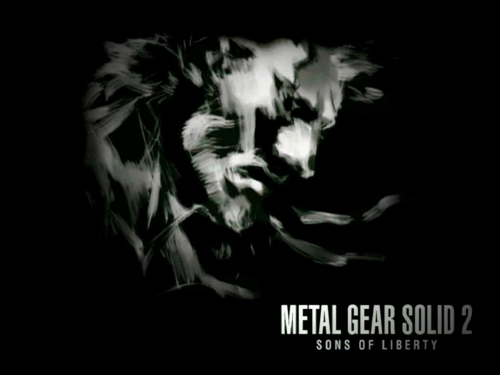 Abstract black-and-white artwork of a face from Metal Gear Solid 2: Sons of Liberty with the game title displayed in the lower right corner.