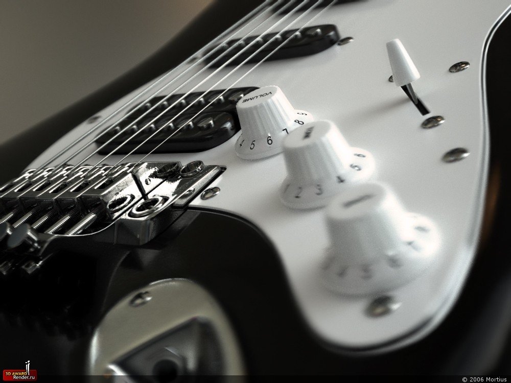 Close-up of a guitar featuring white control knobs and a sleek black body, highlighting its intricate design and connection to music.