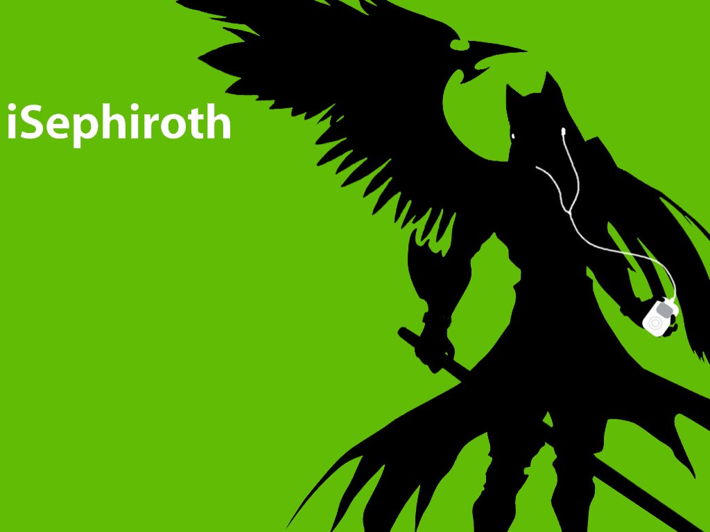 Silhouetted figure of Sephiroth from Final Fantasy stands confidently, set against a vibrant green background, embodying the crossover themes of Kingdom Hearts.
