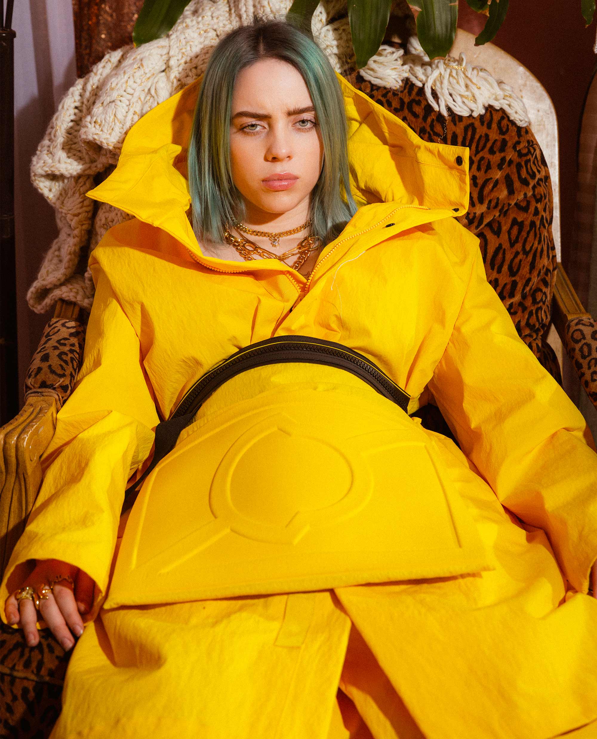 Download Music Billie Eilish Fashion Yellow Coat Portrait Image