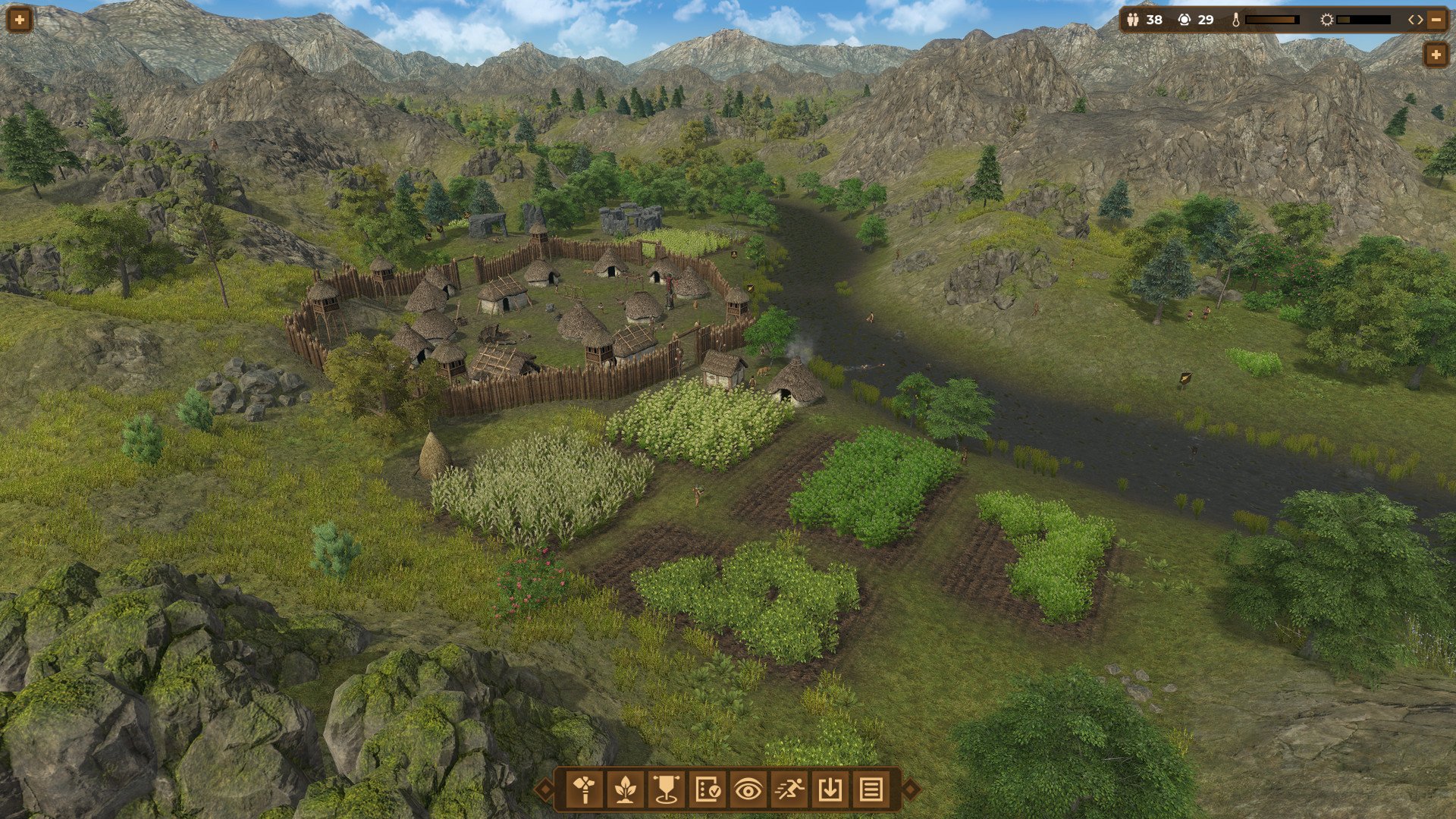 video game Dawn of Man village Farming landscape Image