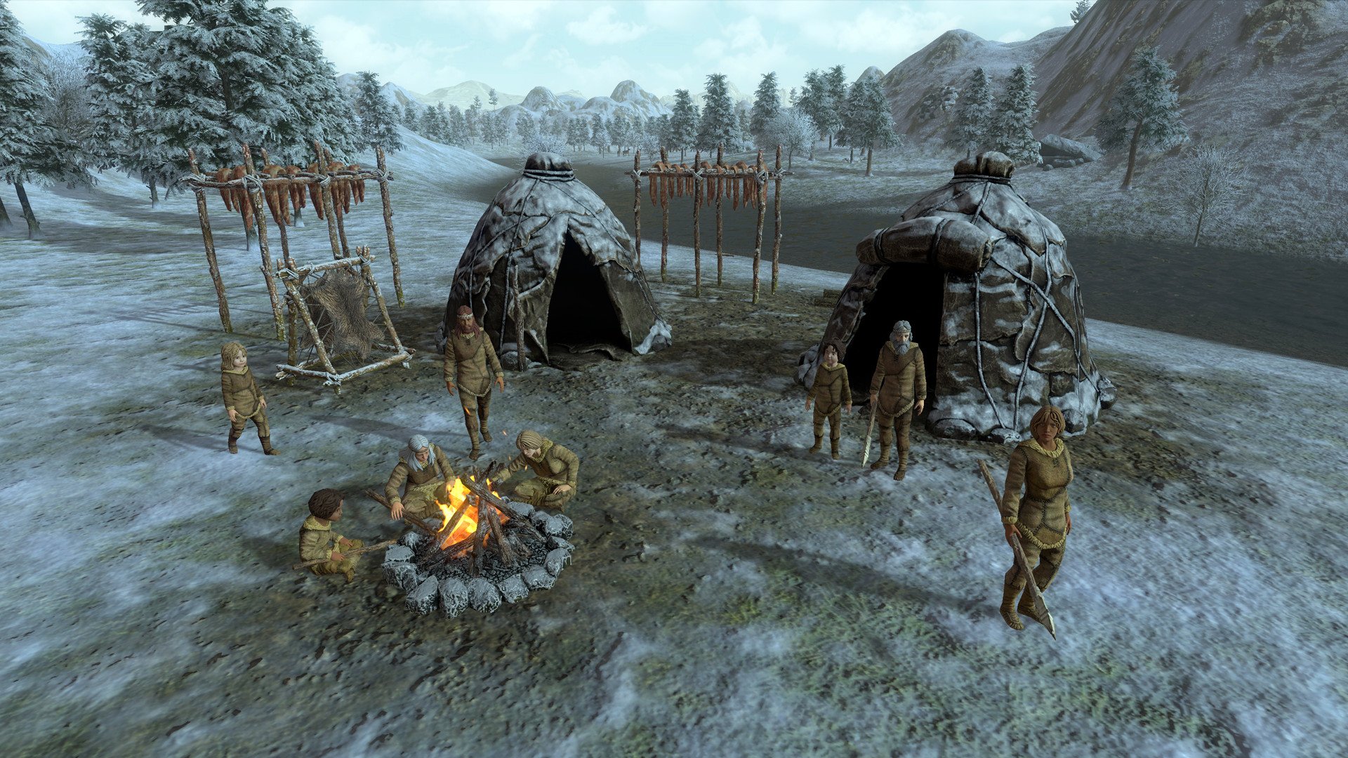 video game Dawn of Man camp winter tents Image