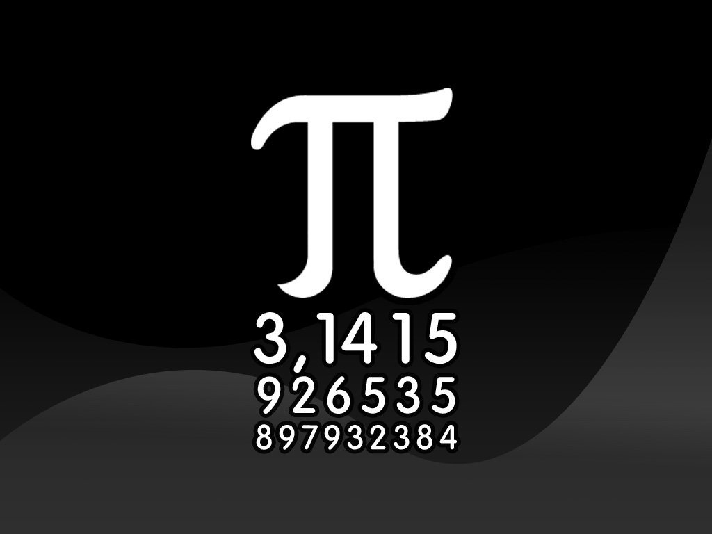 A sleek black background features the symbol for Pi (π) along with its numerical representation: 3.1415926535897932384, highlighting its significance in mathematics.