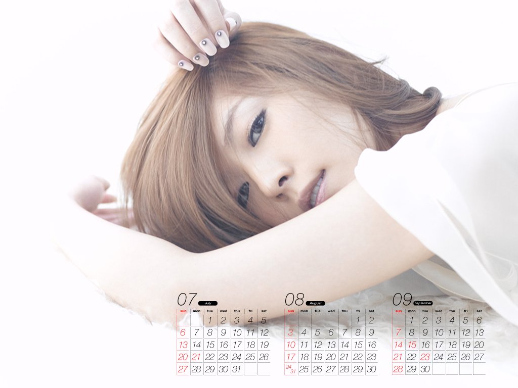 A serene portrayal of a woman with brown hair resting comfortably, complemented by a calendar displaying the months of July, August, and September, evoking a musical ambiance.