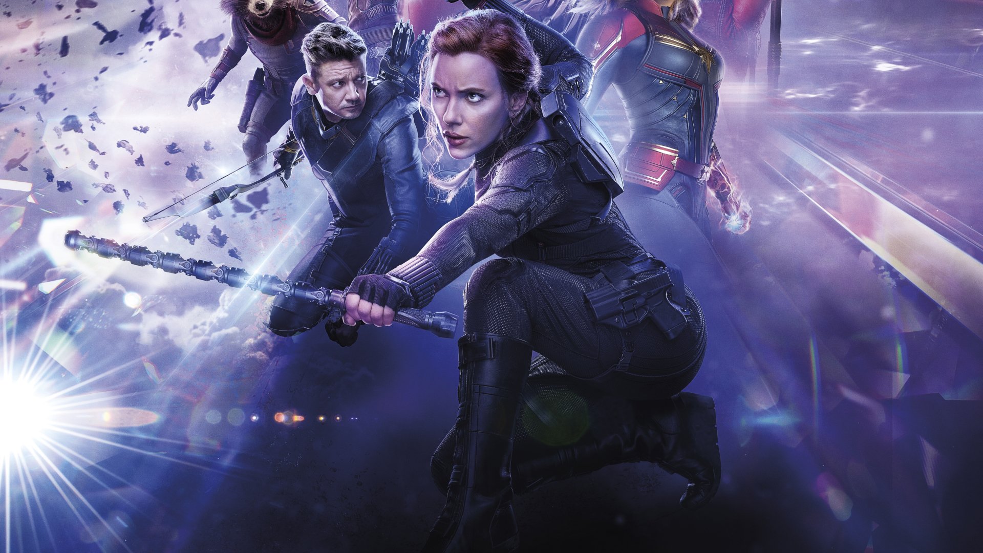 Download Jeremy Renner Hawkeye Scarlett Johansson Black Widow Movie  Avengers EndGame Image, image size:1920x1080