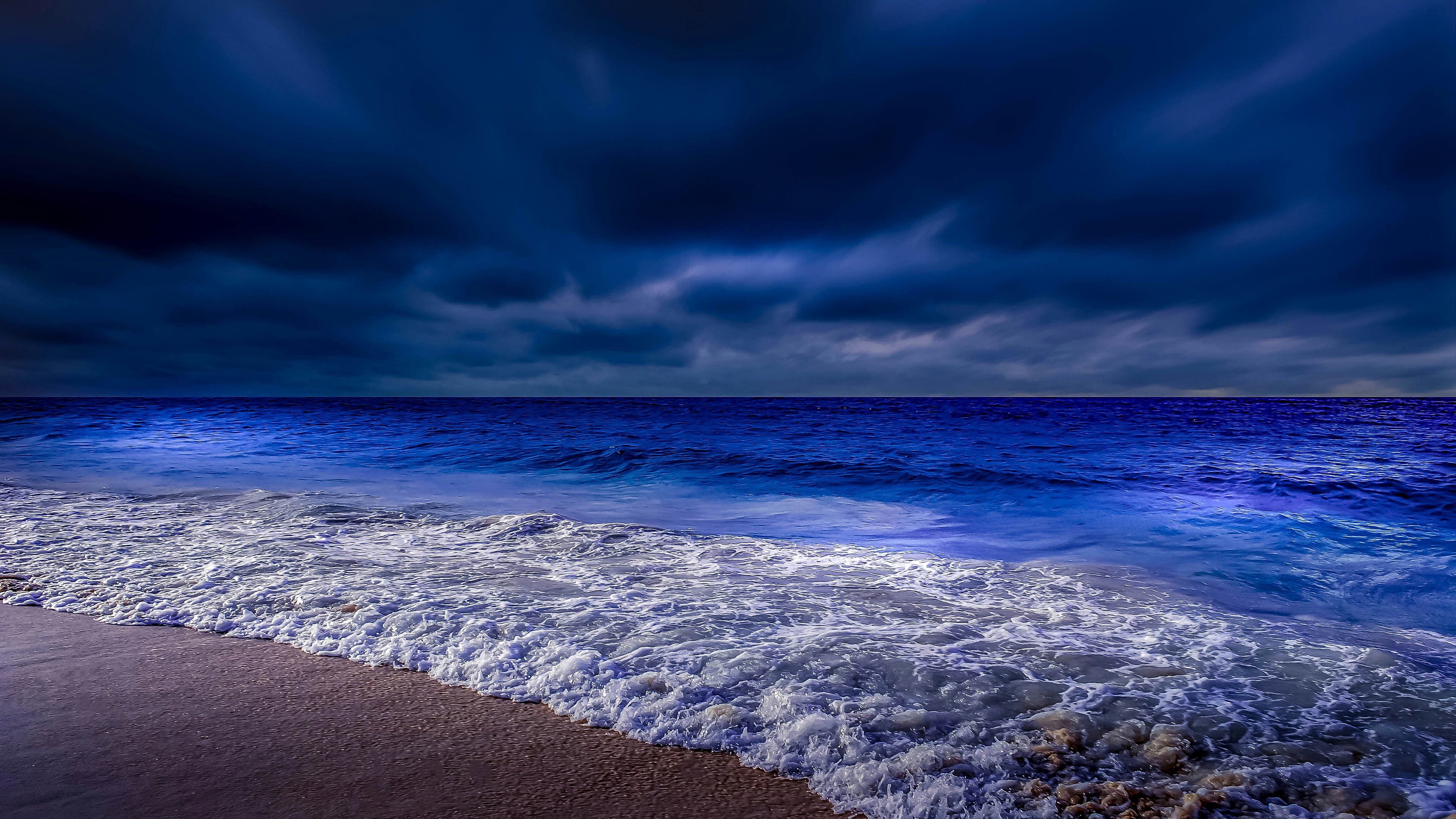 Night Ocean Under Dark Clouds Image Abyss