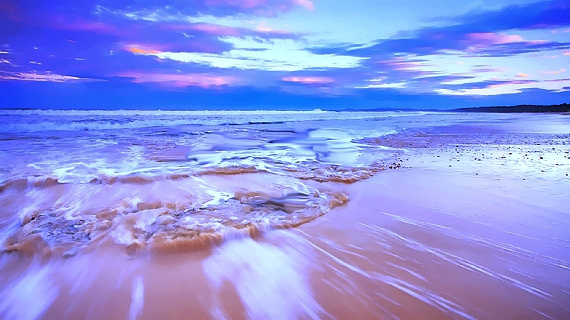 Beach Sunset in Pink and Blue Image - ID: 244461 - Image Abyss