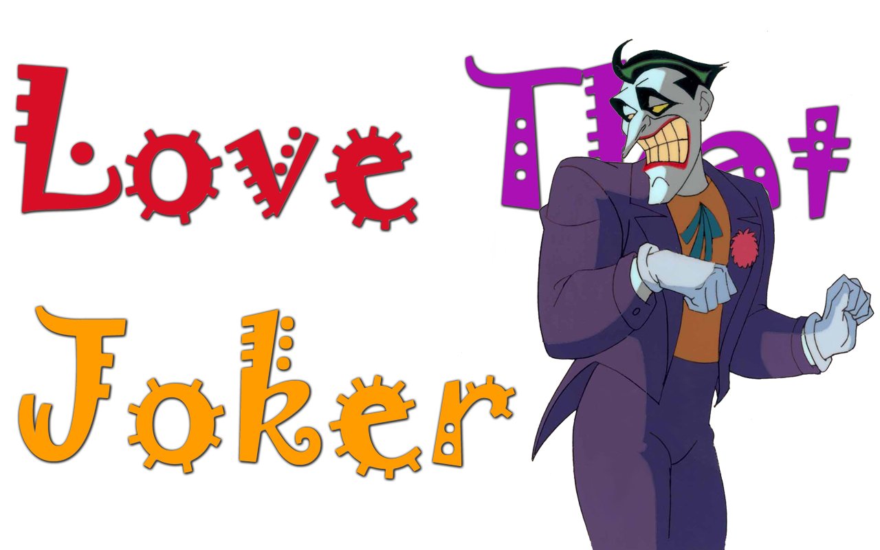 A vibrant comic-style image featuring the Joker, complete with playful text saying Love That Joker, capturing the character's mischievous and charismatic essence.