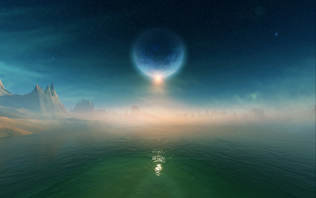 Otherworldly Sea Landscape: A Sci-Fi Planet Awaits