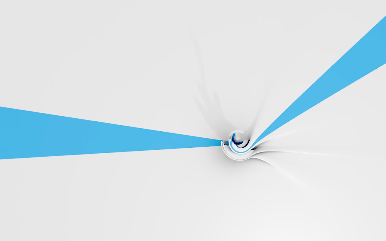 An abstract design featuring dynamic blue lines against a serene white background, creating a sense of movement and dimensionality.