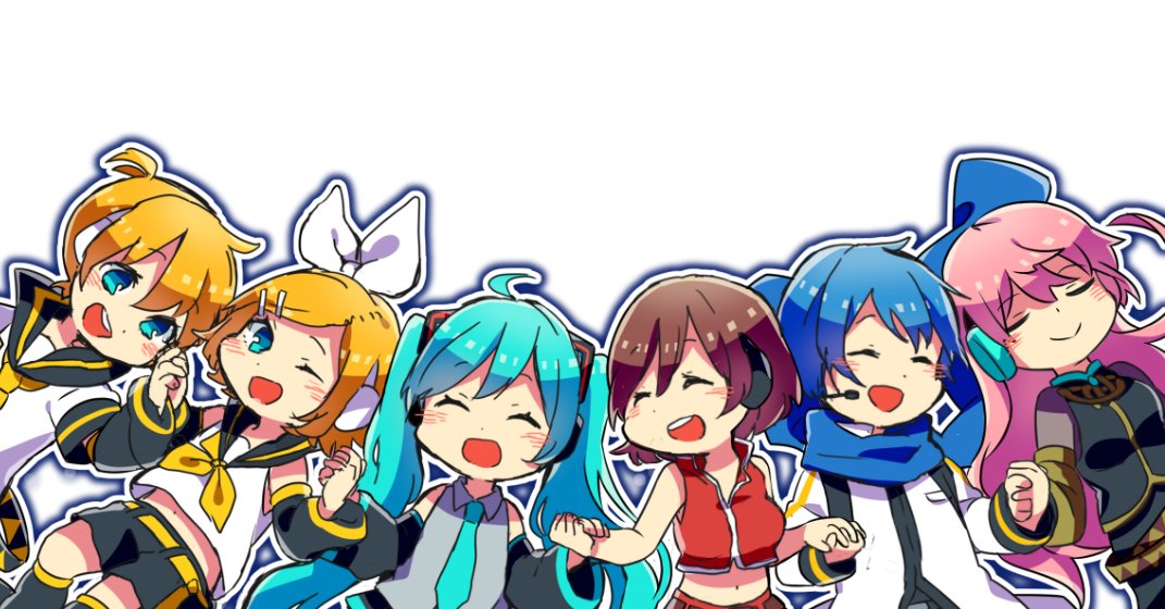 Kaito (Vocaloid) Luka Megurine Meiko (Vocaloid) Rin Kagamine Len Kagamine chibi Vocaloid Hatsune Miku Image