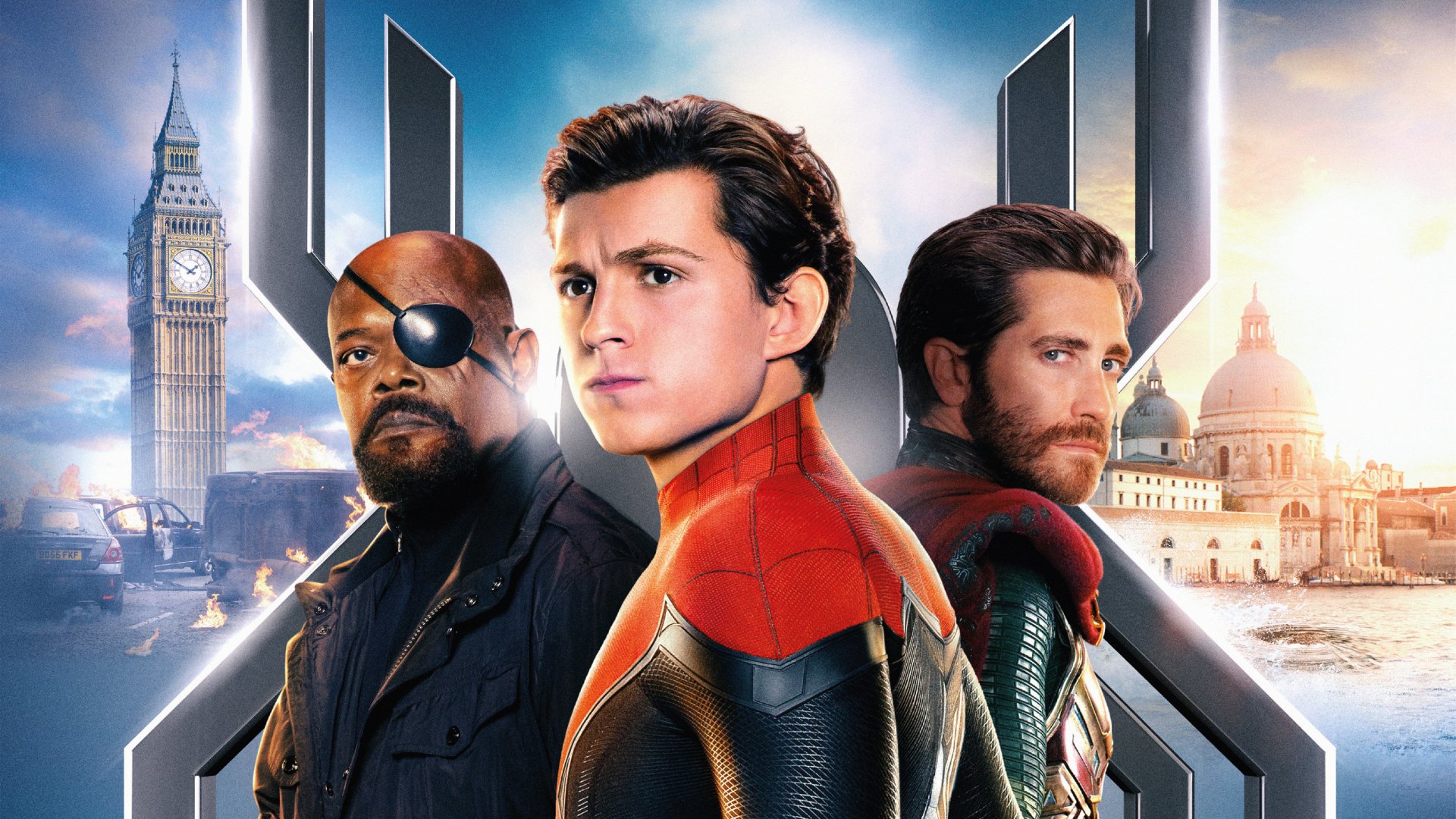 Download Jake Gyllenhaal Mysterio (Marvel Comics) Samuel L. Jackson Nick Fury Tom Holland Peter Parker Spider Man Movie Spider-Man: Far From Home Image