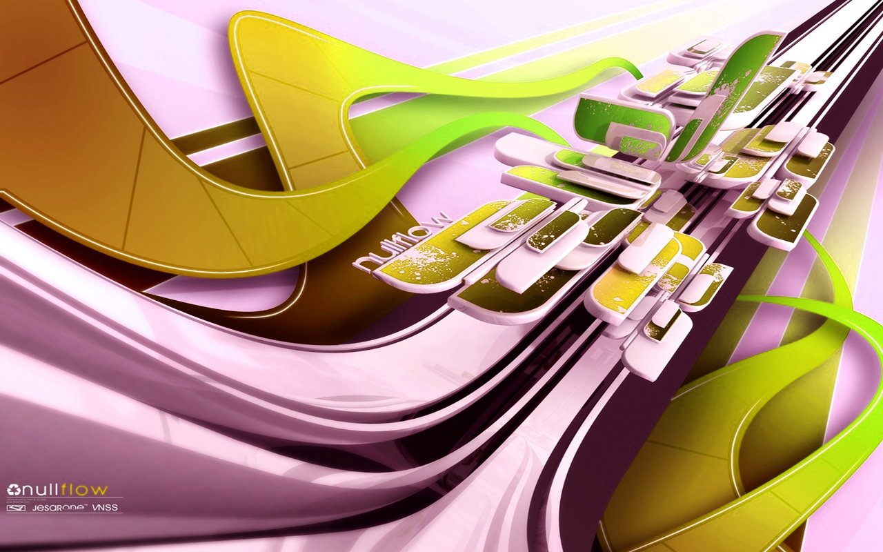 An artistic vector illustration featuring dynamic lines and shapes in vibrant shades of yellow, green, and pink, creating a modern and abstract composition.