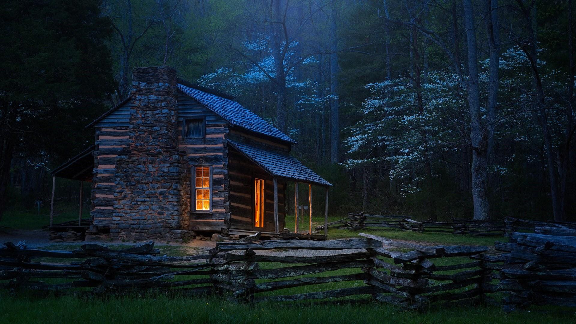 log-cabin-in-the-forest-at-night-image-abyss