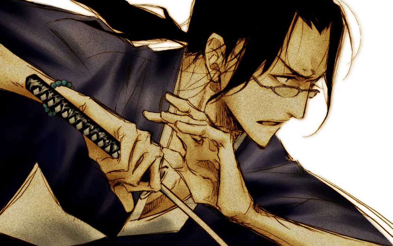 Close-up of a focused samurai from the anime Samurai Champloo drawing his sword with intense precision.