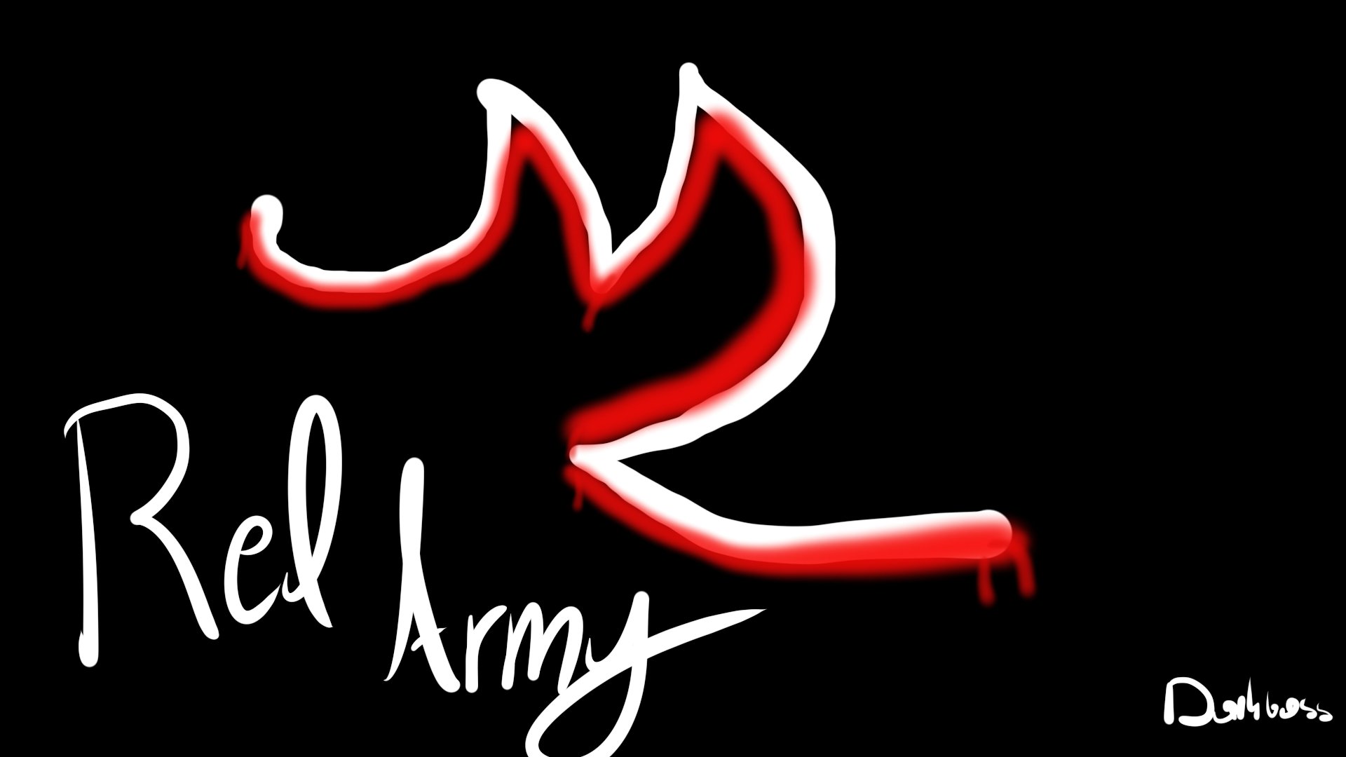 Cartoon-style Eddsworld comic art: a dripping red stylized emblem on black background with white handwritten Red Army text and small artist signature.