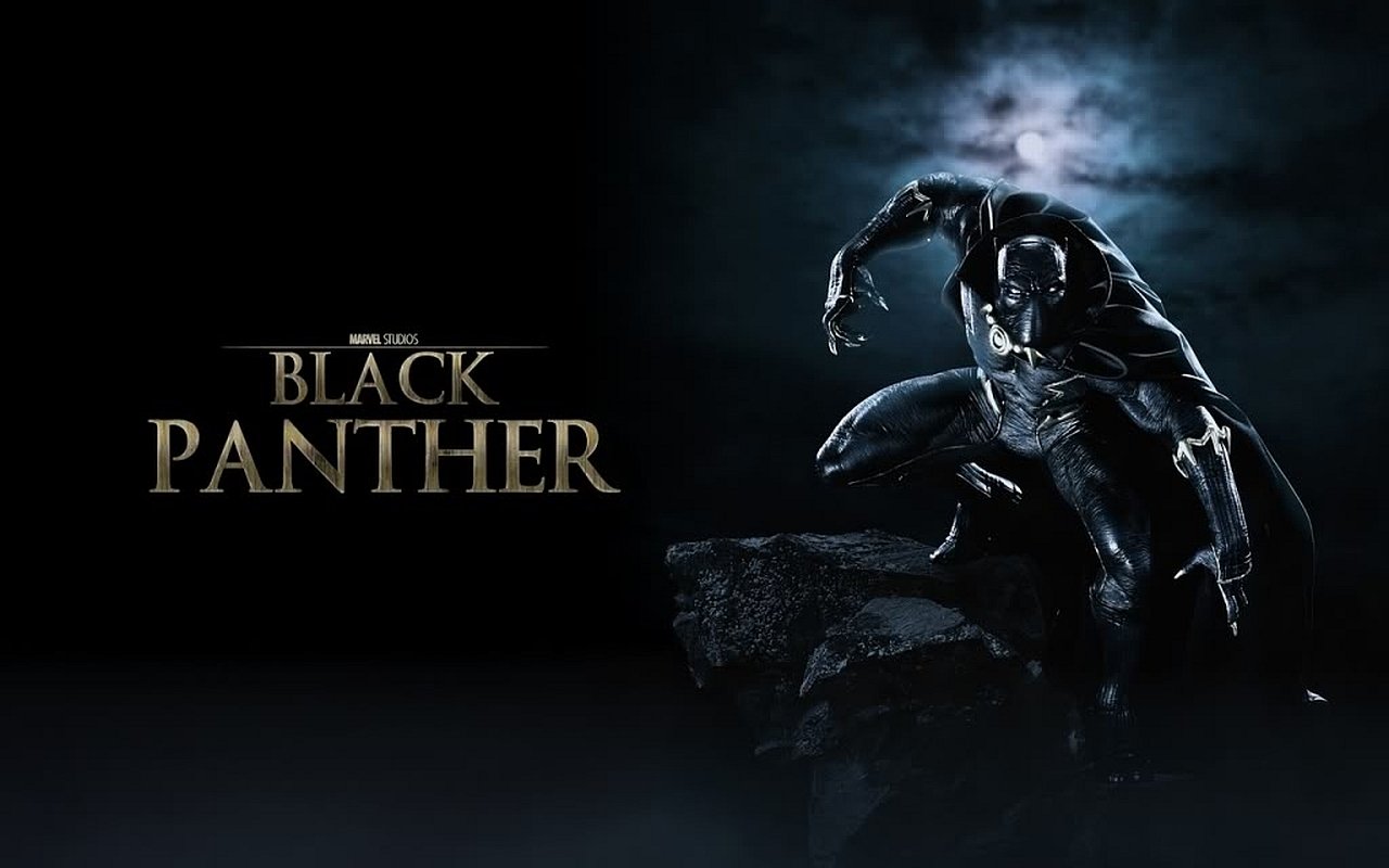 A dark, atmospheric scene featuring Black Panther from Marvel Comics, poised heroically against a moonlit backdrop, embodying strength and agility in a striking comic style.
