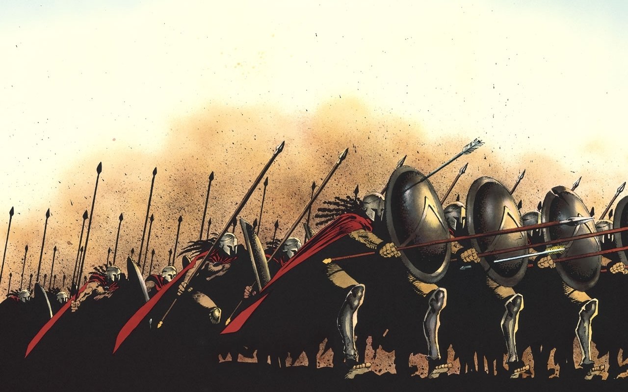 soldier helmet cloak spear shield spartan Comic 300 Image