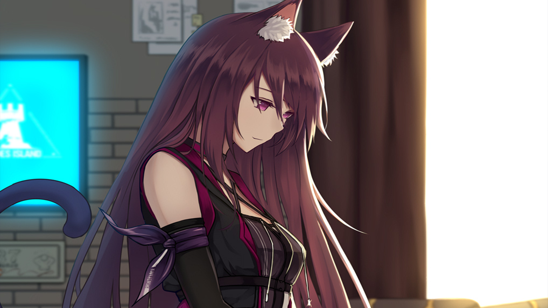 tail long hair purple eyes Melantha (Arknights) video game Arknights Image