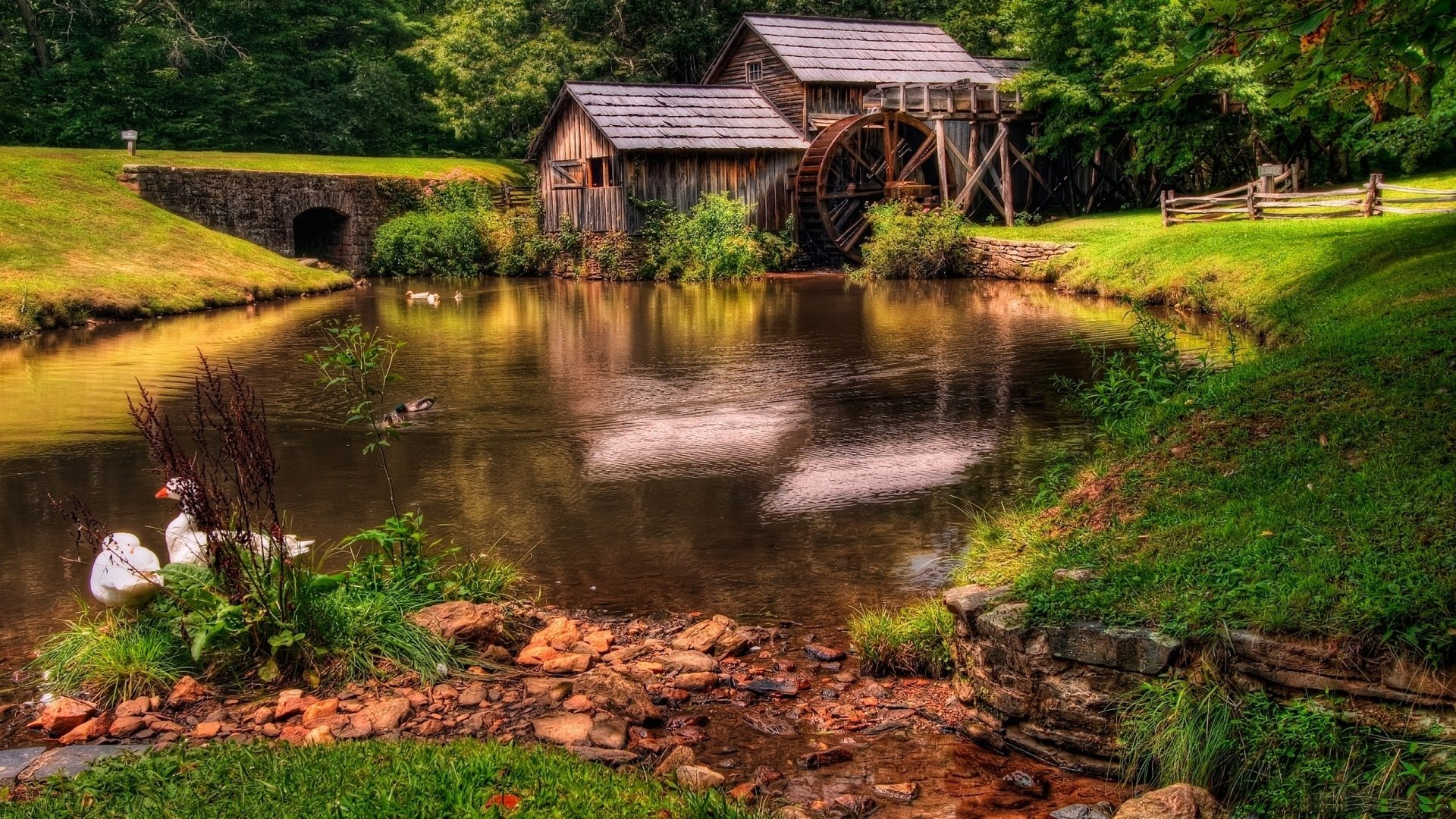 man made watermill Image