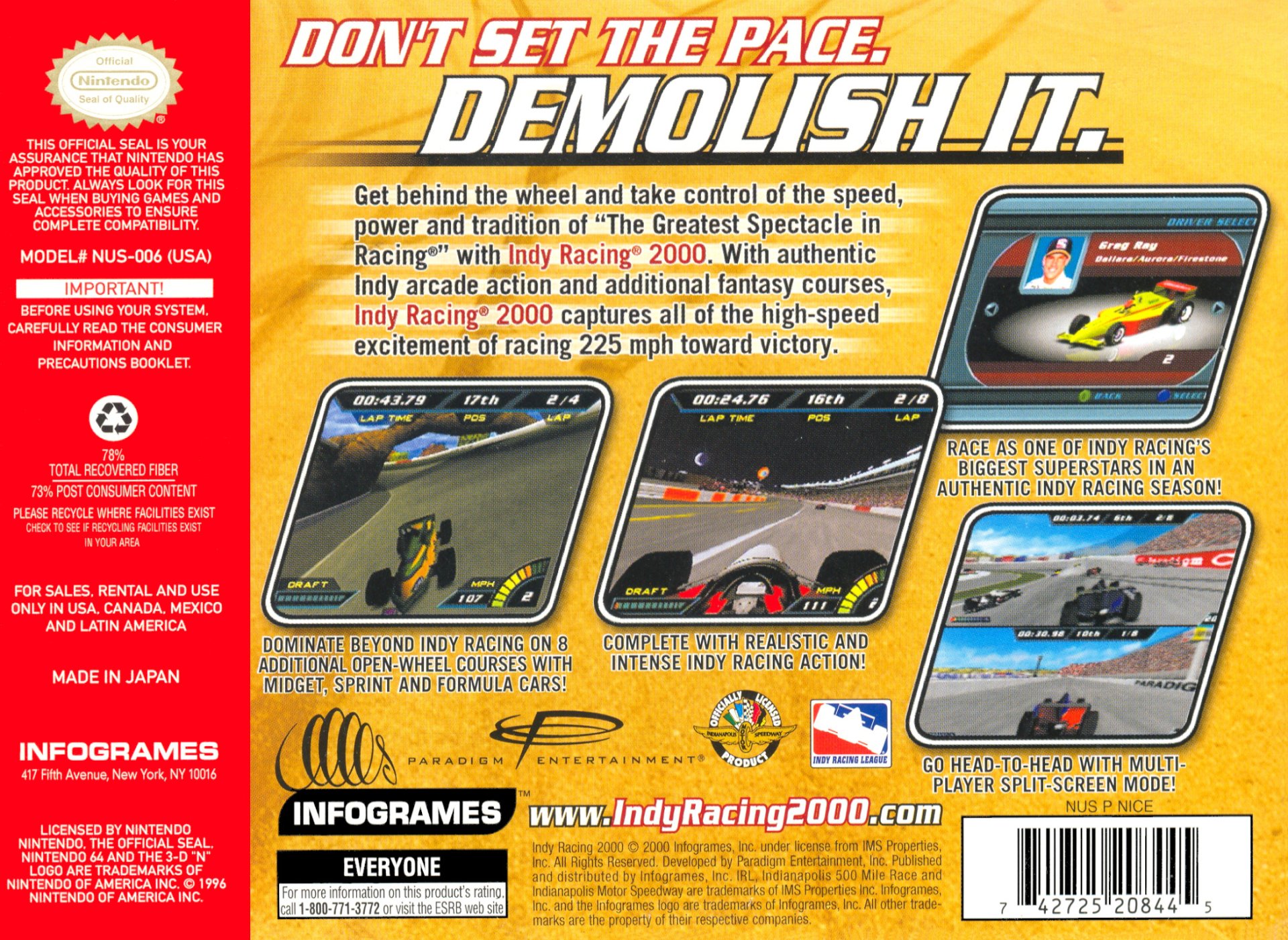 video game Indy Racing 2000 Image