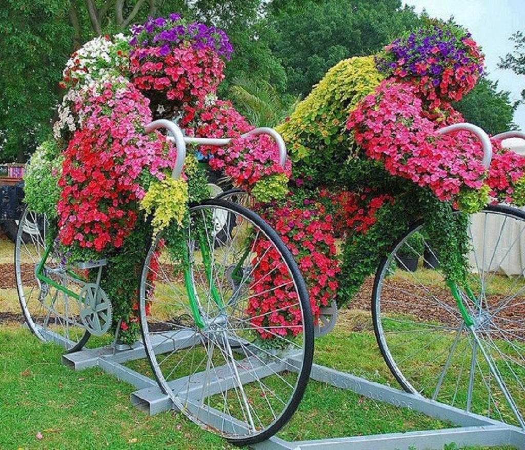 Floral Cyclists: A Man-Made Garden Masterpiece
