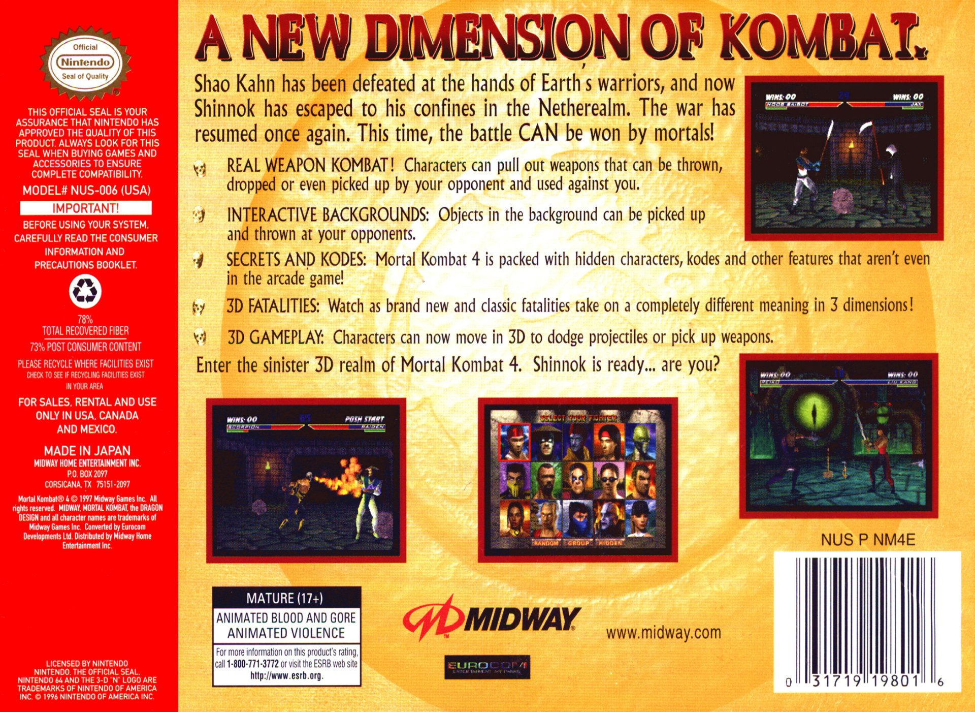 video game Mortal Kombat 4 Image