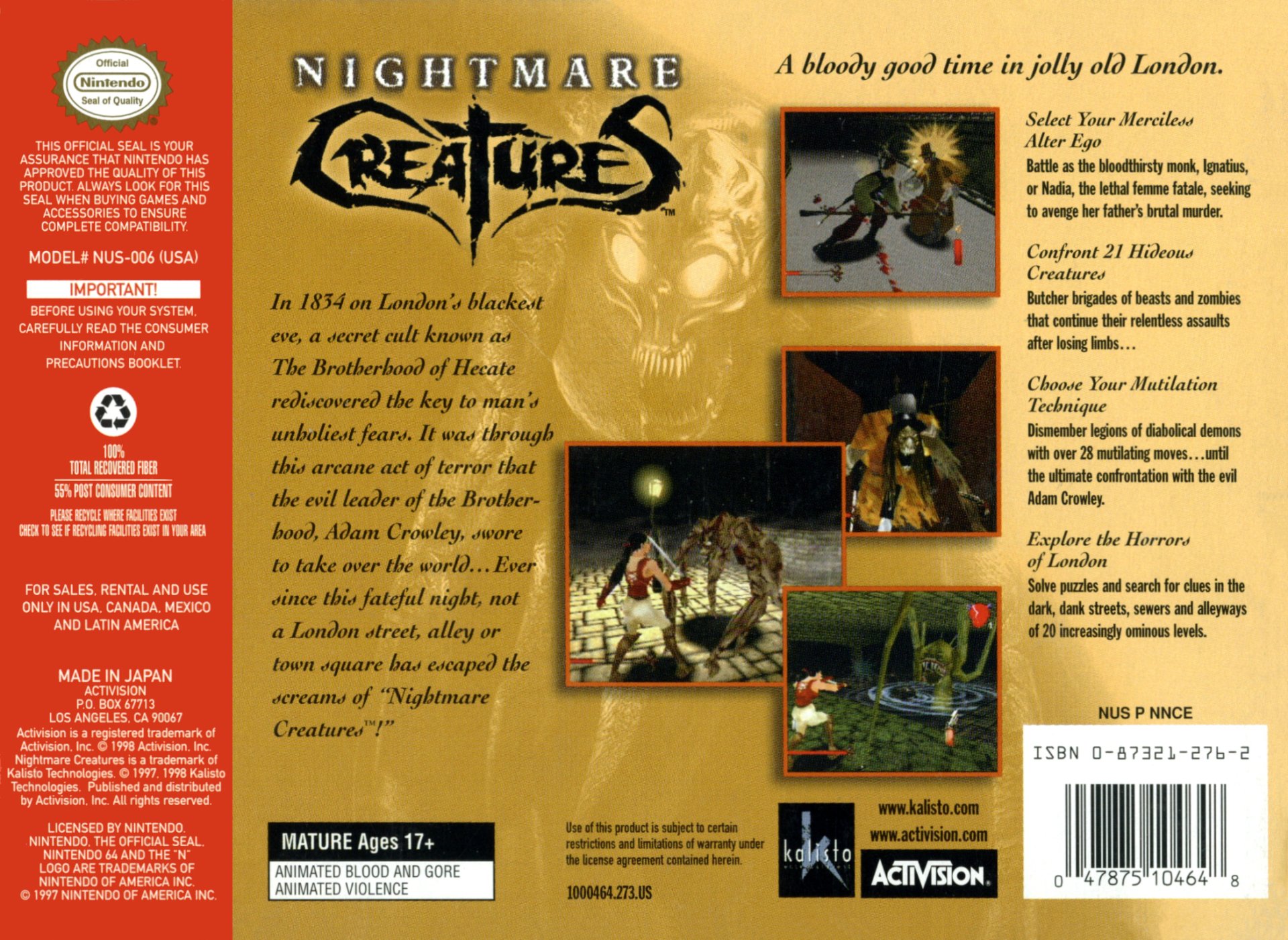 video game Nightmare Creatures Image