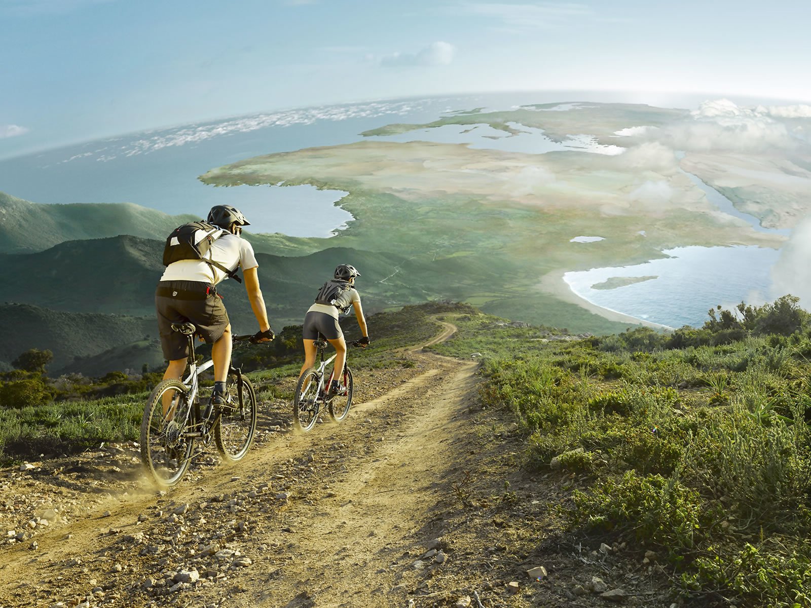 mountain bike landscape dirt road bicycle Sports Image