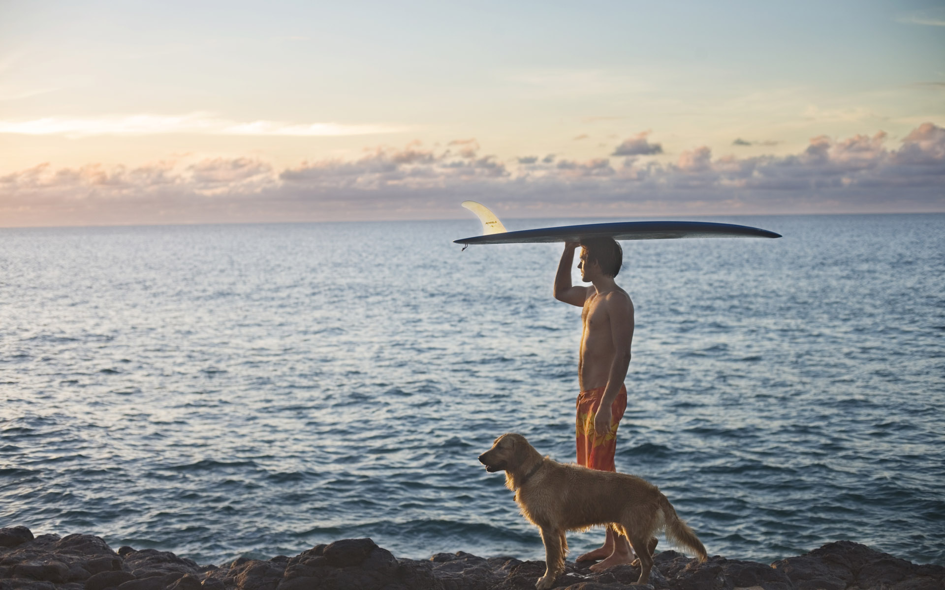 Surfer and His Dog