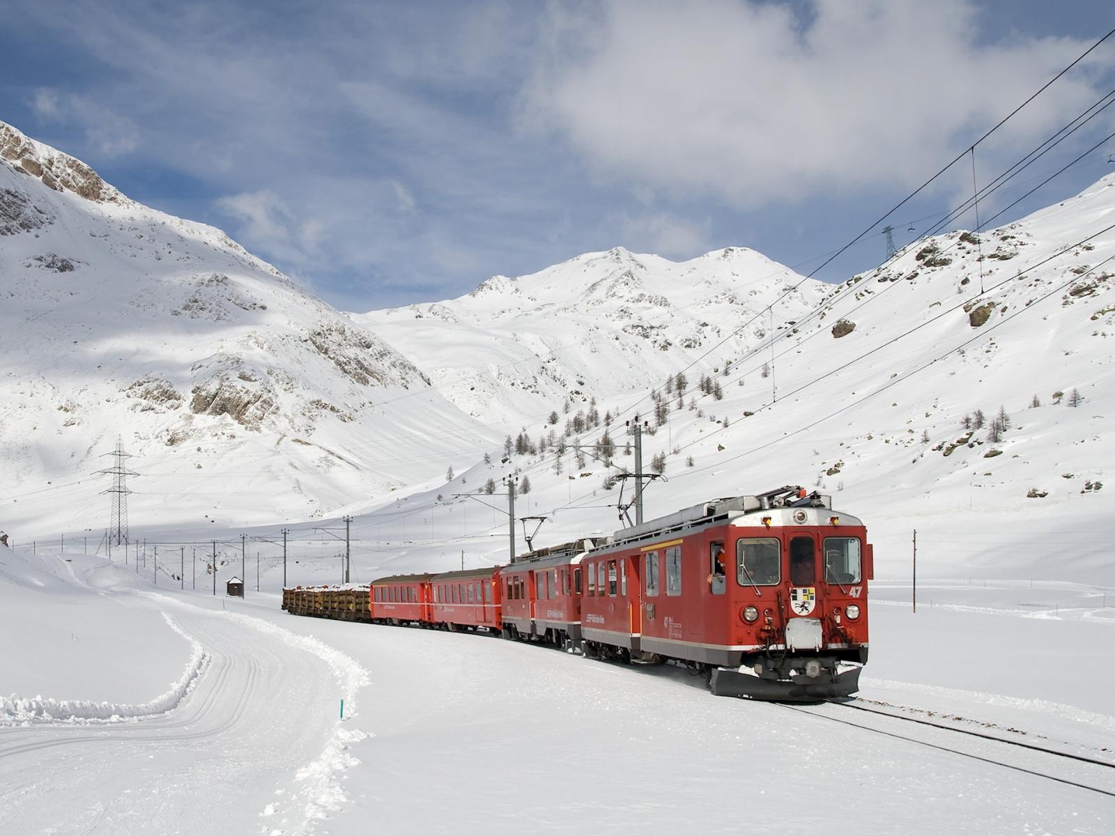Electric Train in the Snow