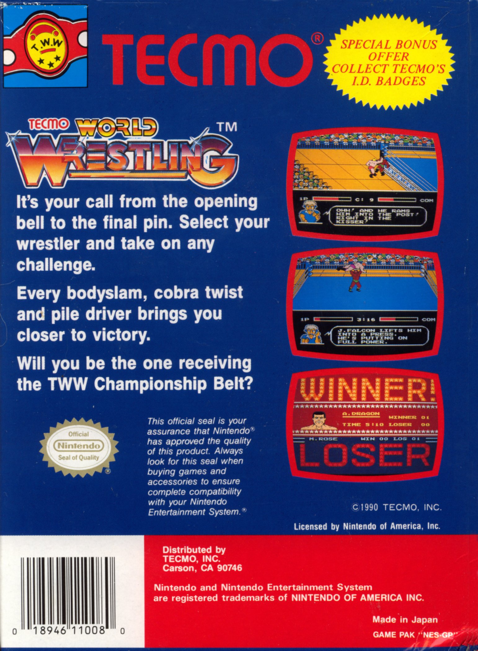 video game Tecmo World Wrestling Image