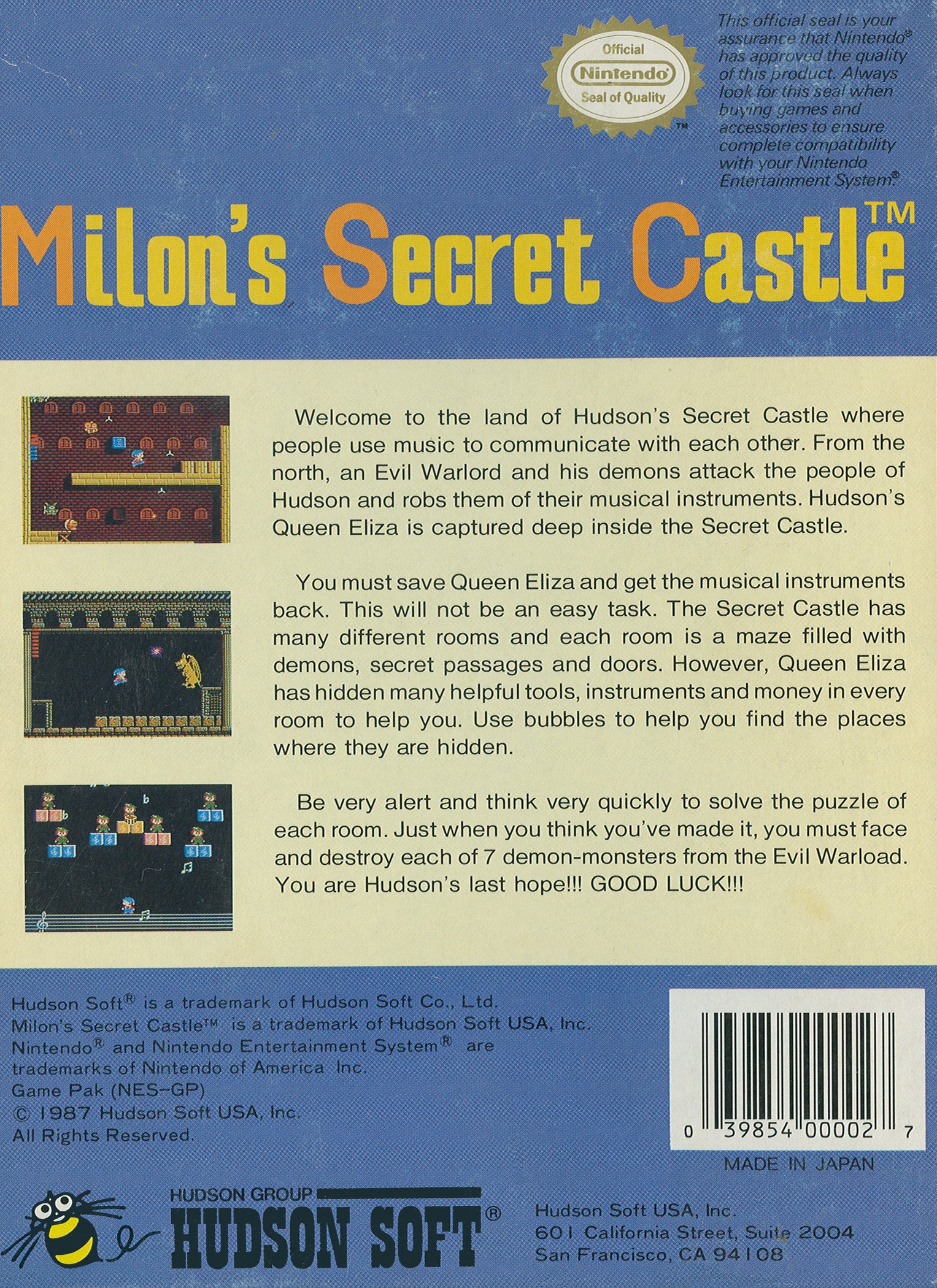 video game Milon's Secret Castle Image