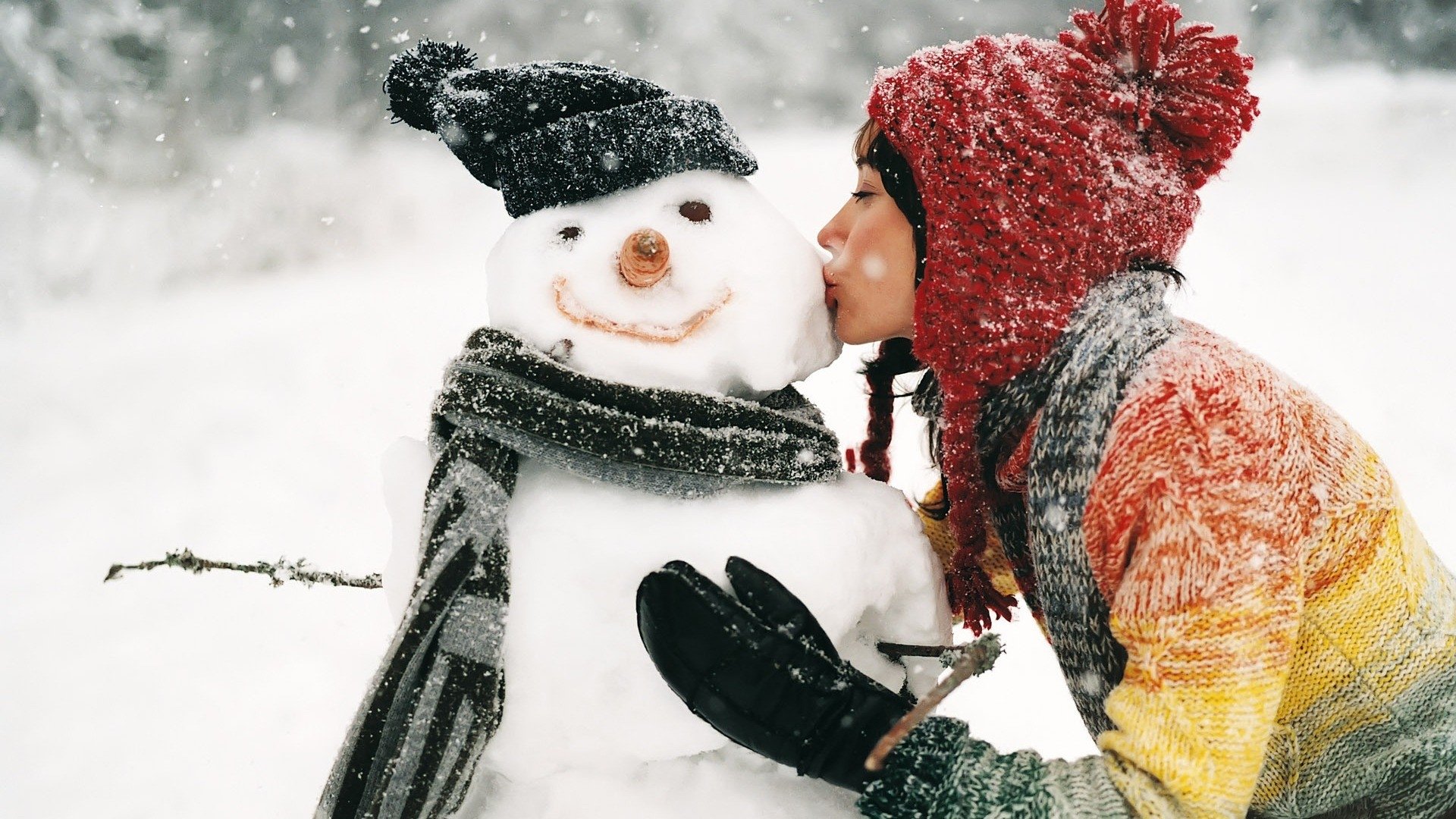 kiss snowman holiday Christmas Image