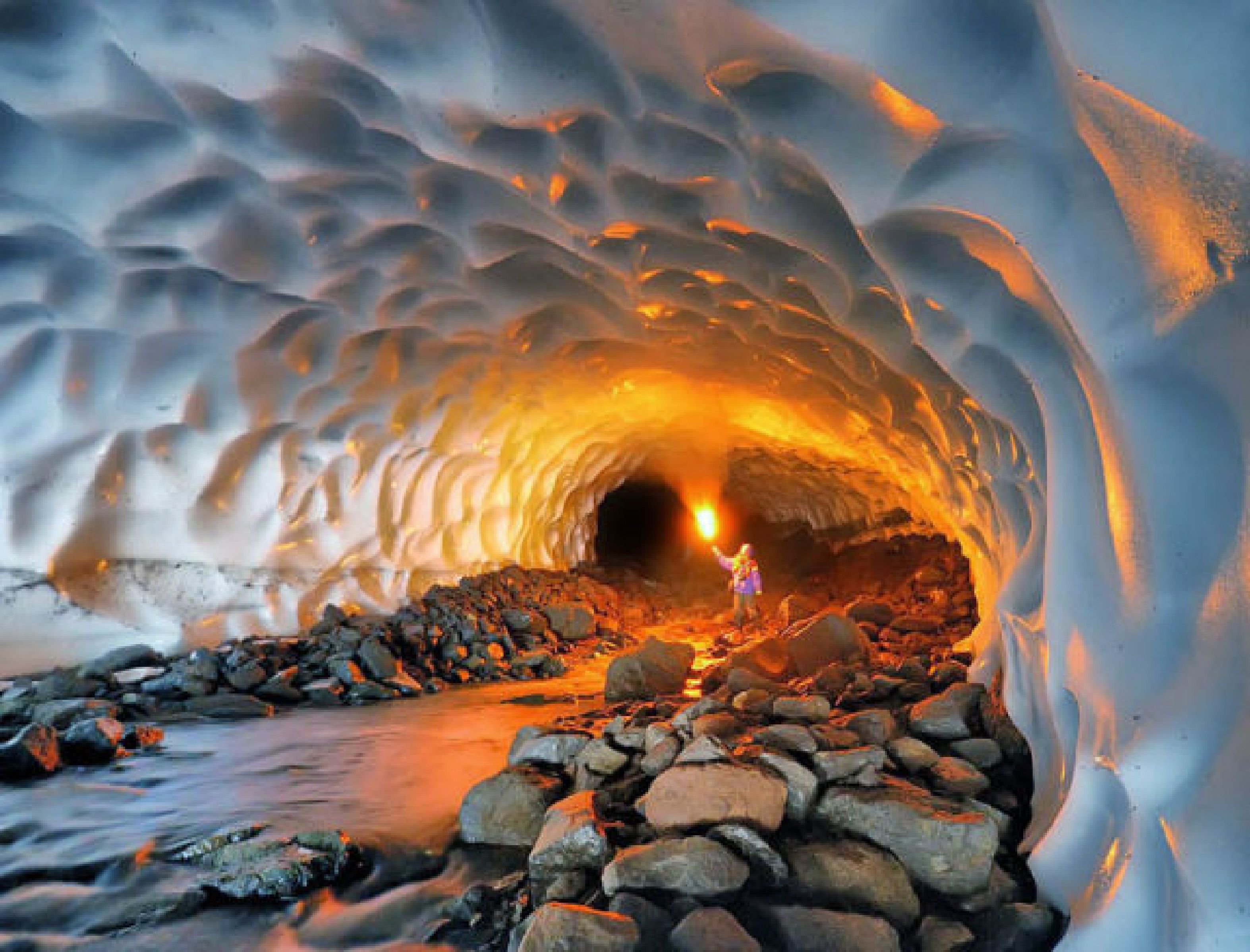 Inside Glacier Cave in Alaska