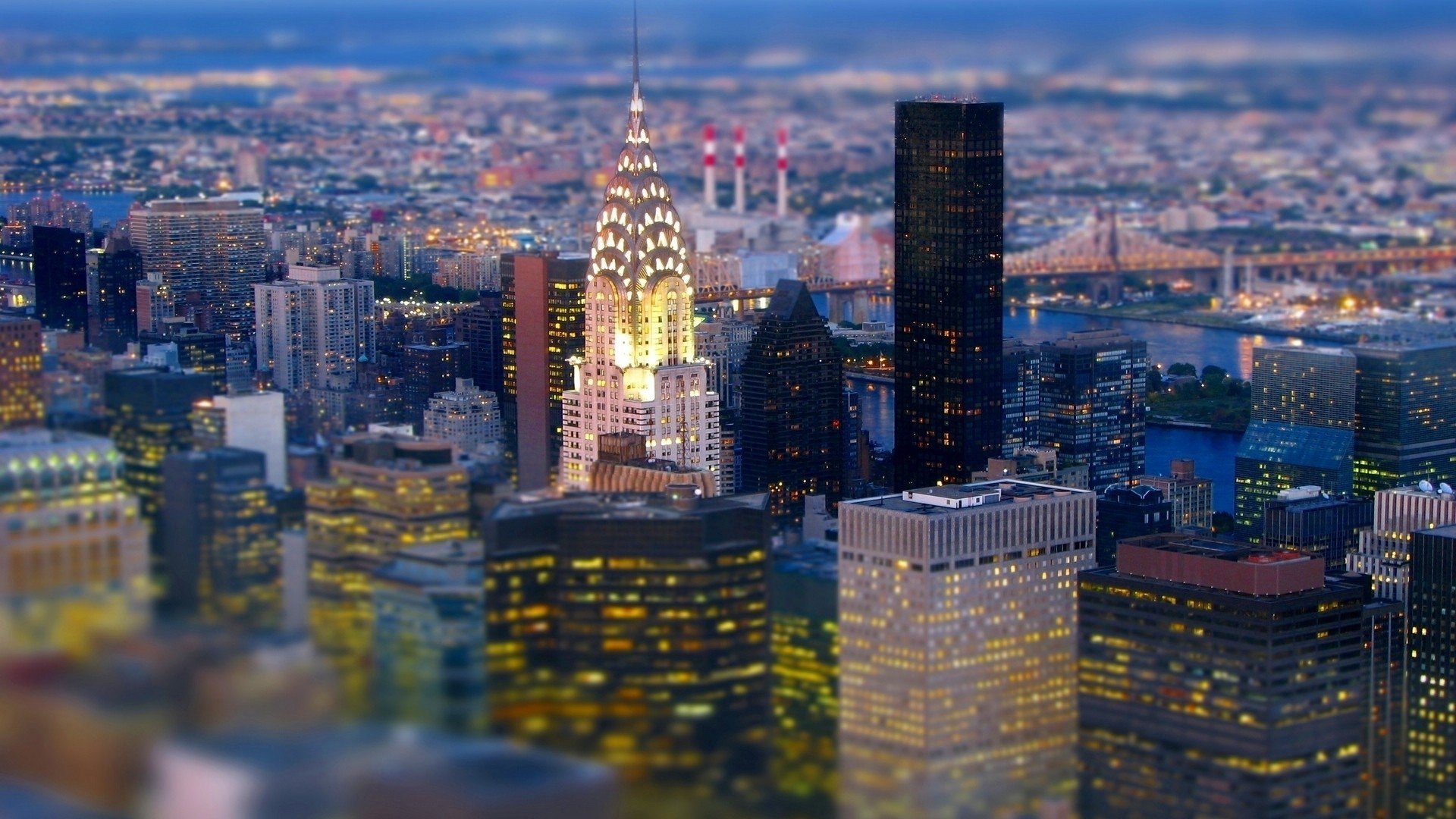 tilt shift man made Chrysler Building Image