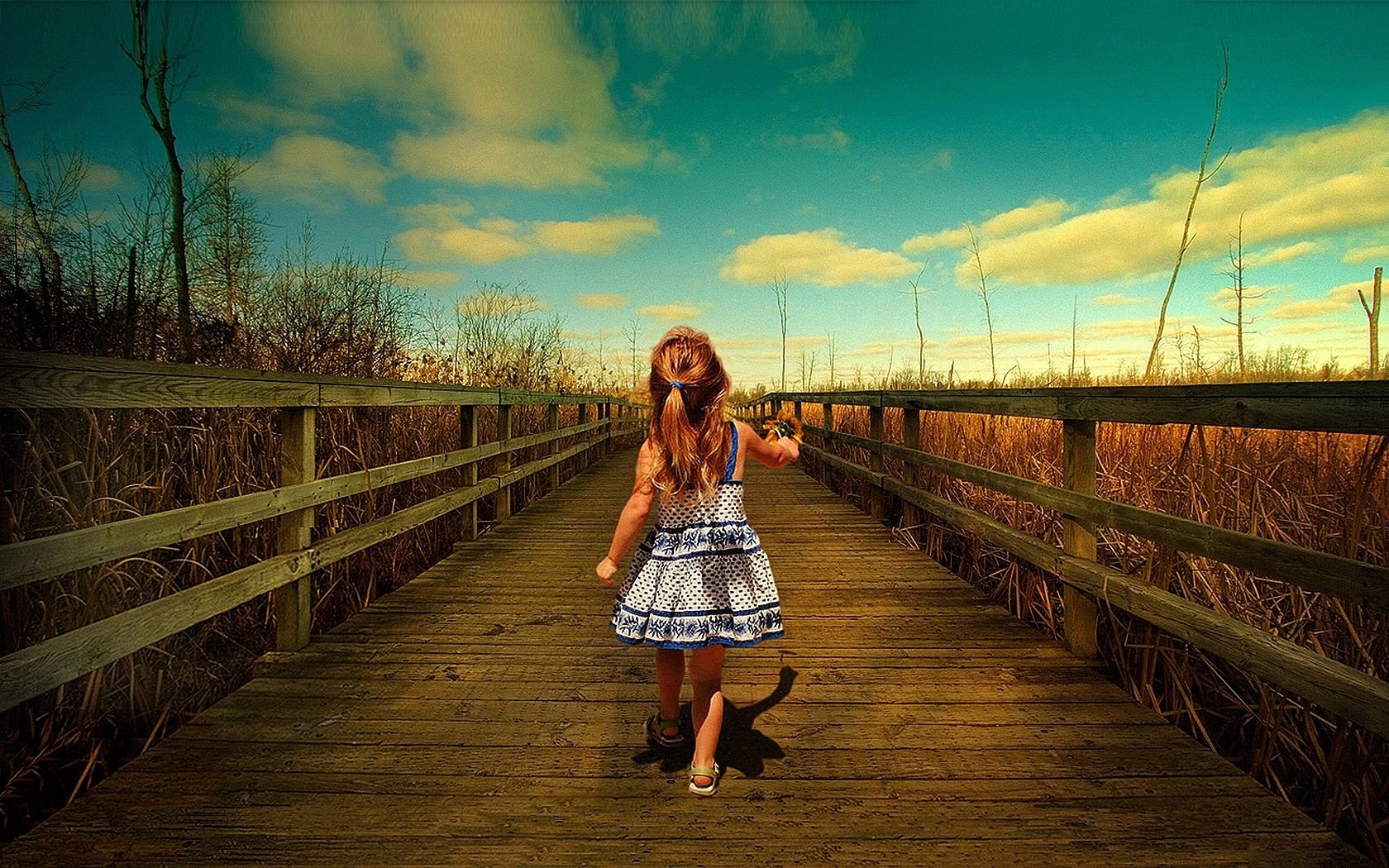  Little Girl on Wooden Bridge