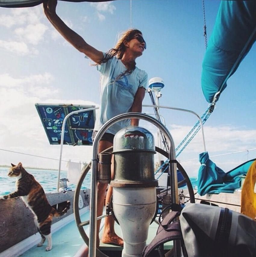  Captain Lizzy Clark and Amelia the cat by Lizzy Clark