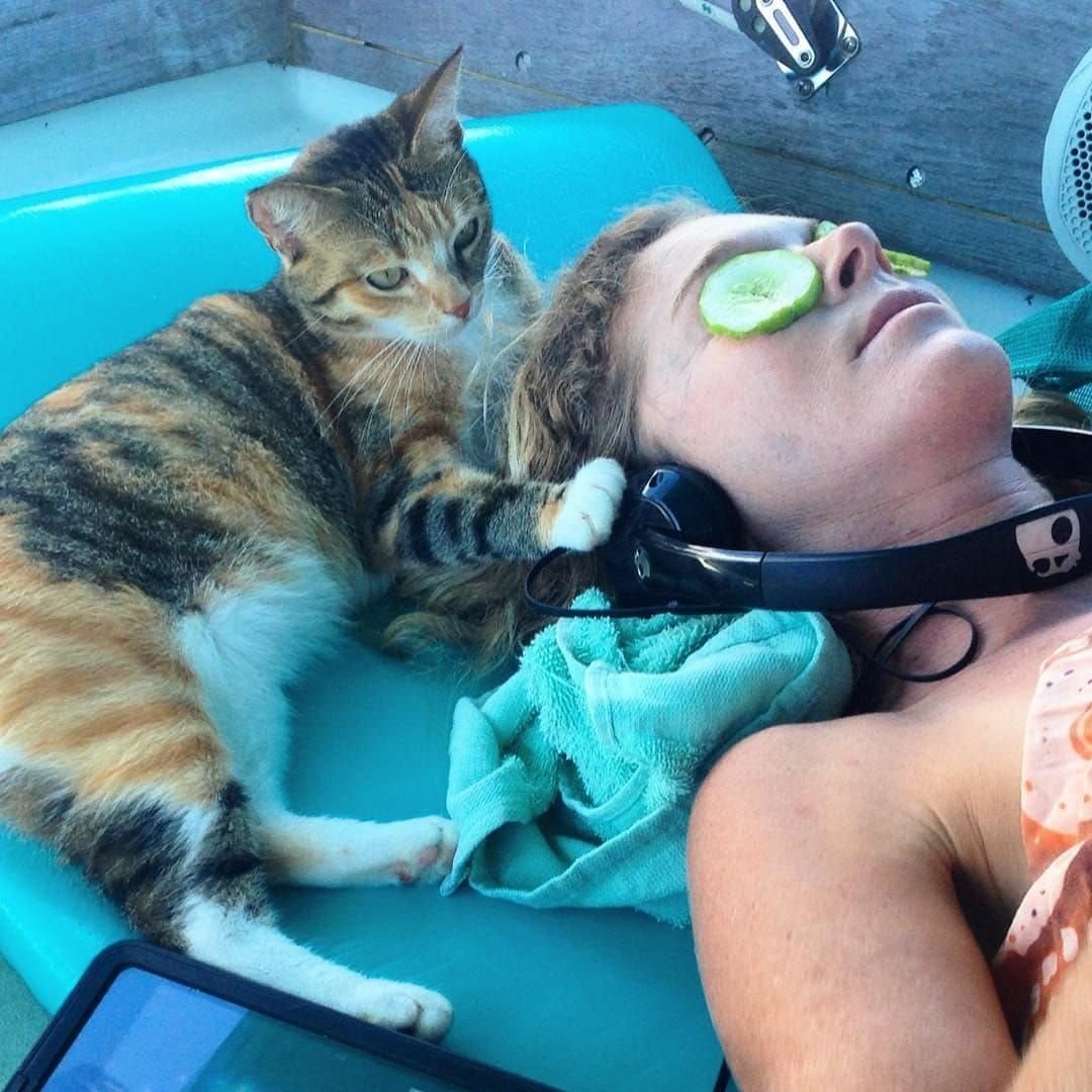  Captain Lizzy Clark and Amelia the cat by Lizzy Clark