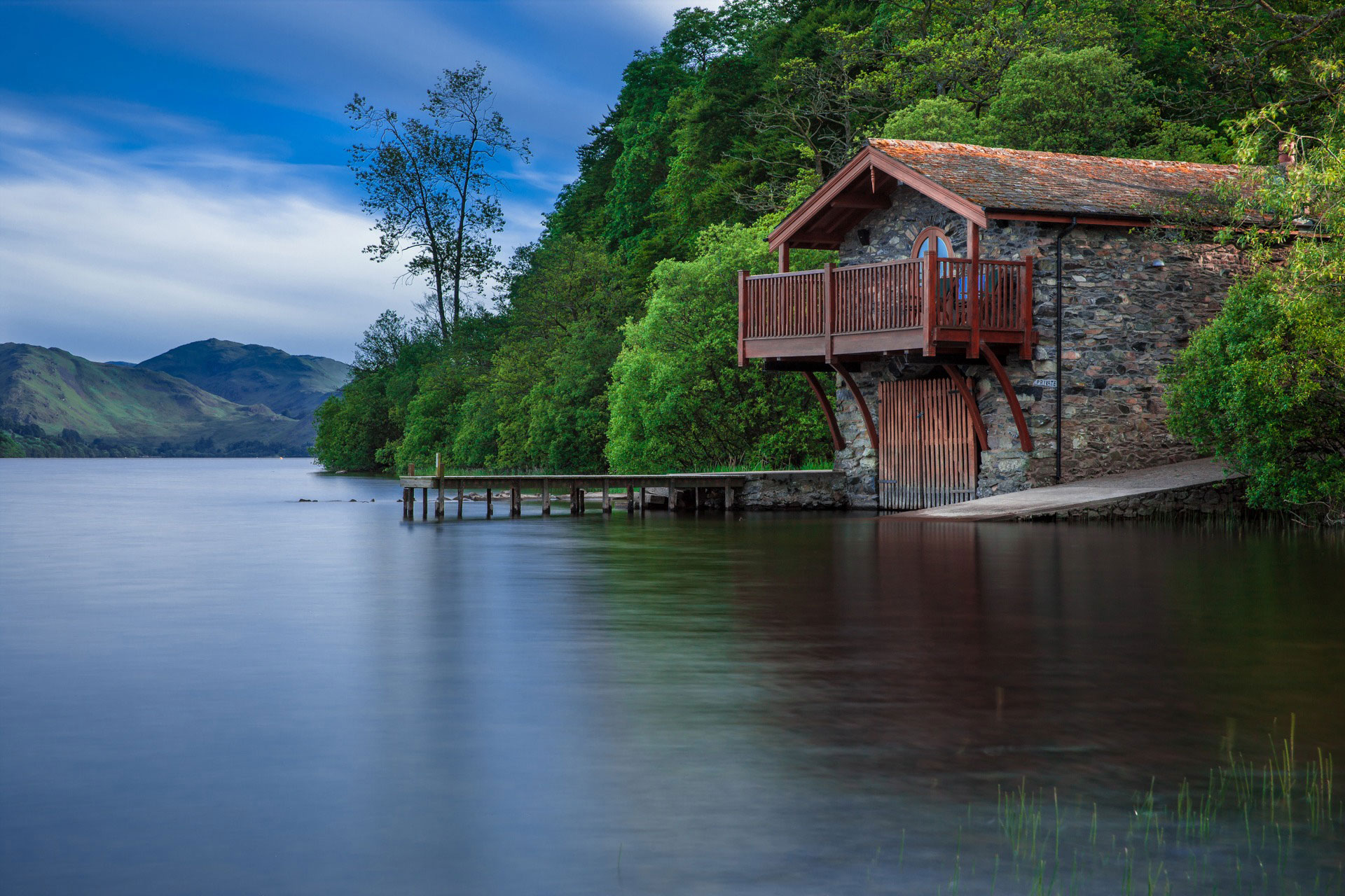 boat house and lakeside cottage