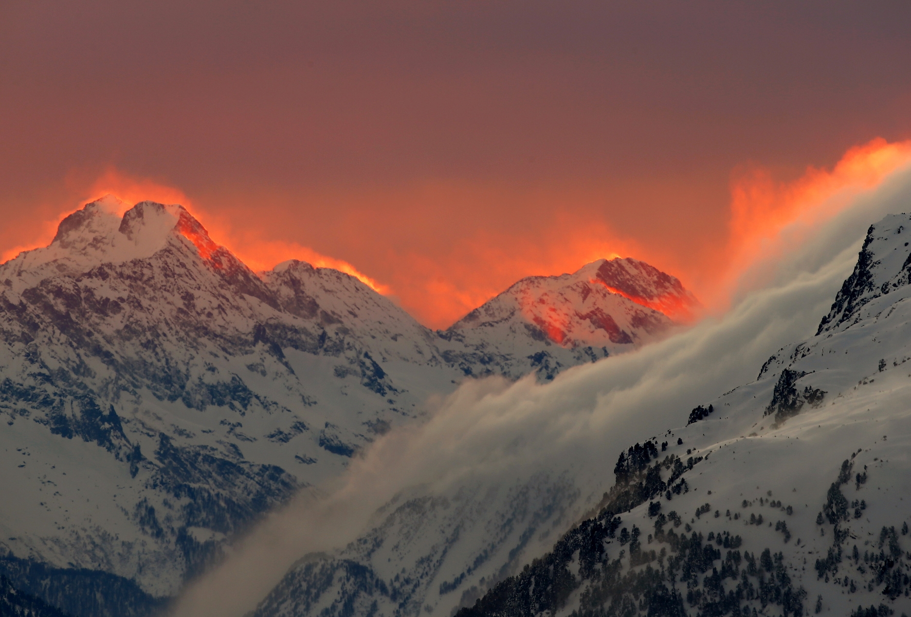 Arnd Wiegmann The sunset illuminates the peaks of the mountains near the Swiss m by Arnd Wiegmann