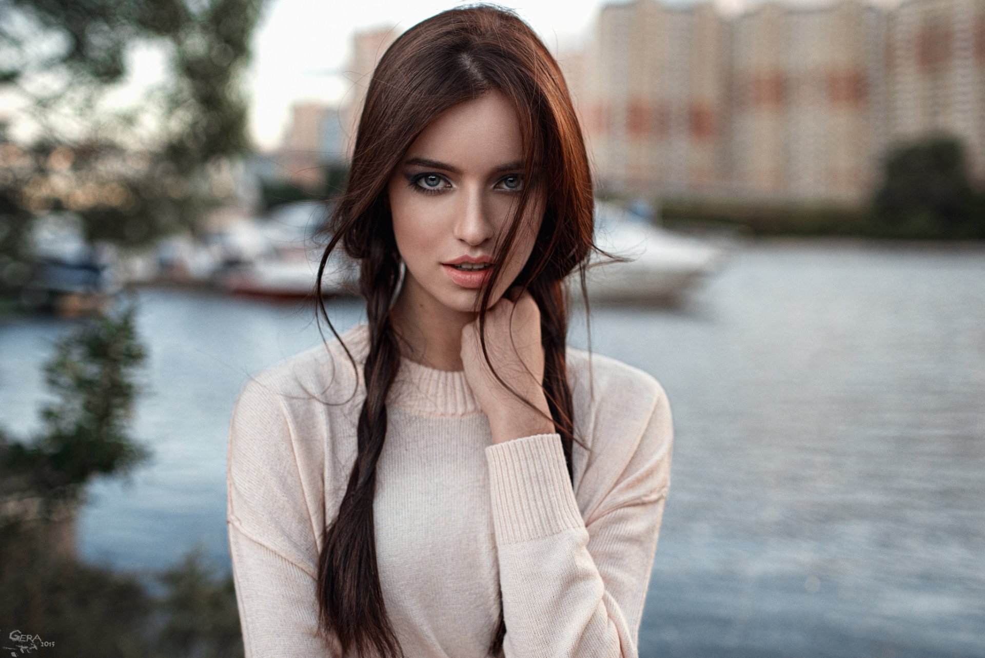 braid brunette woman photography Image
