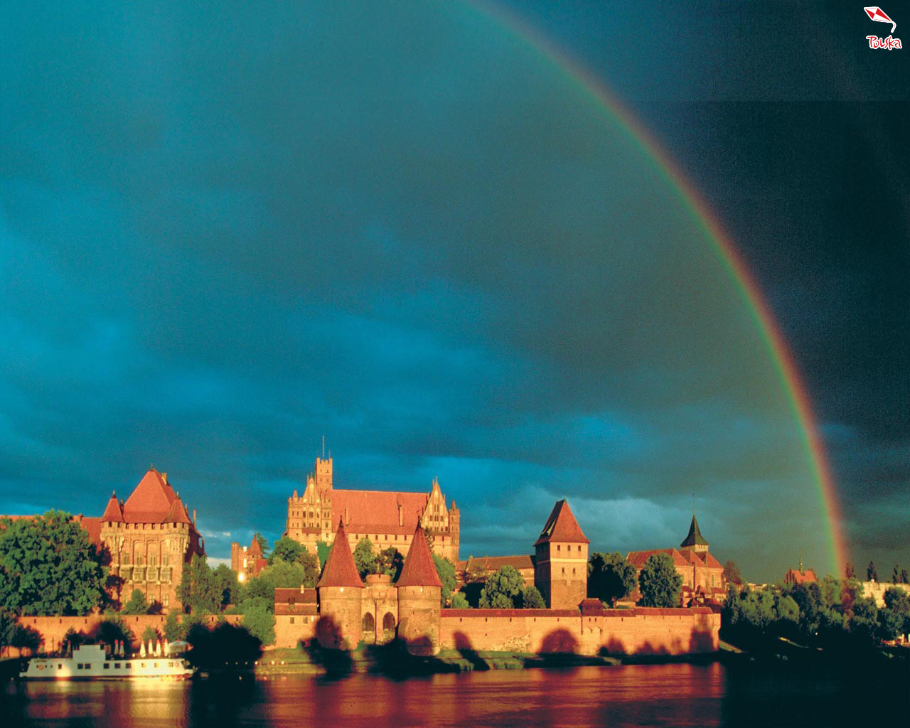 Rainbow over Malbork Castle in Poland