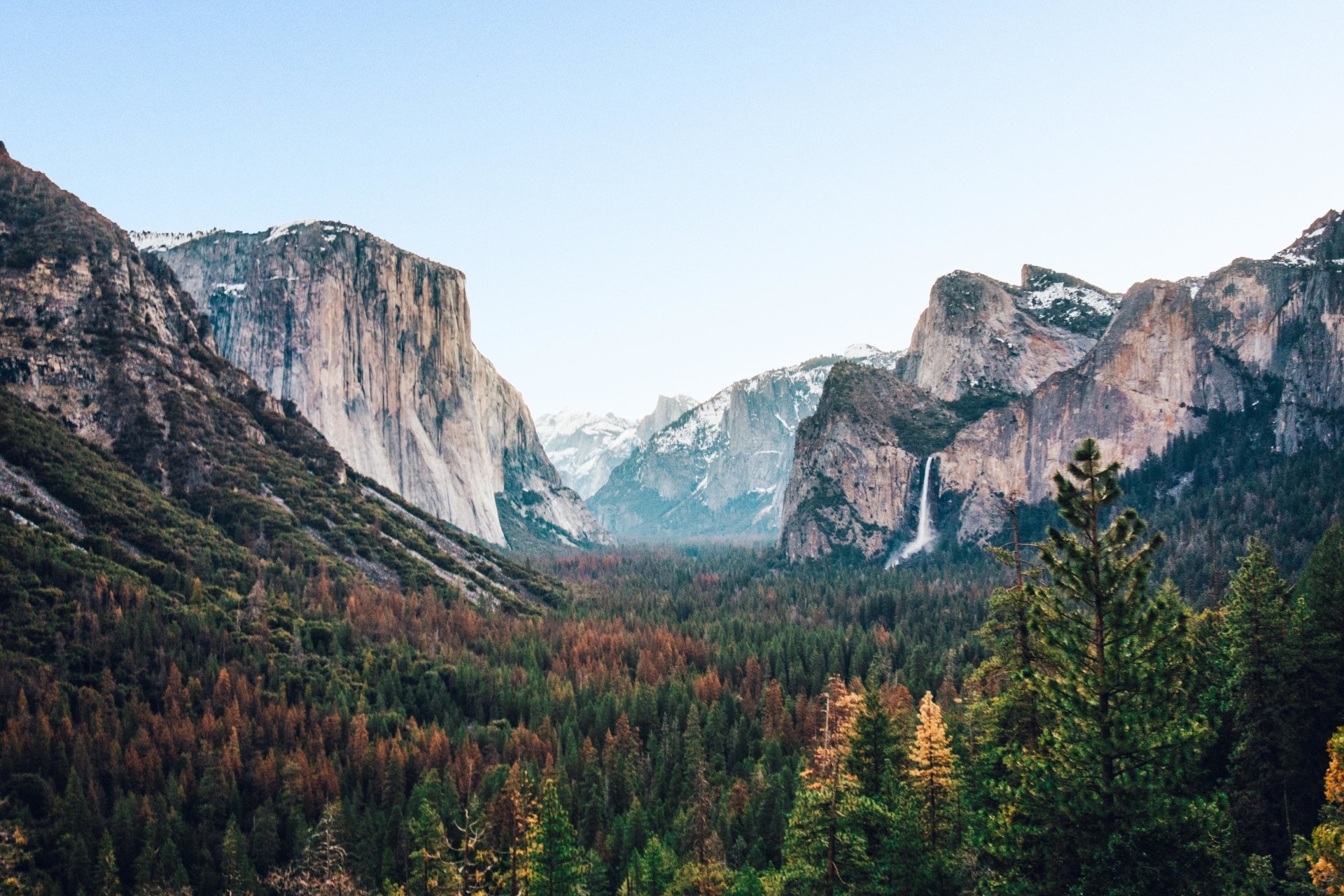 landscape cliff mountain nature waterfall forest Yosemite National Park Image